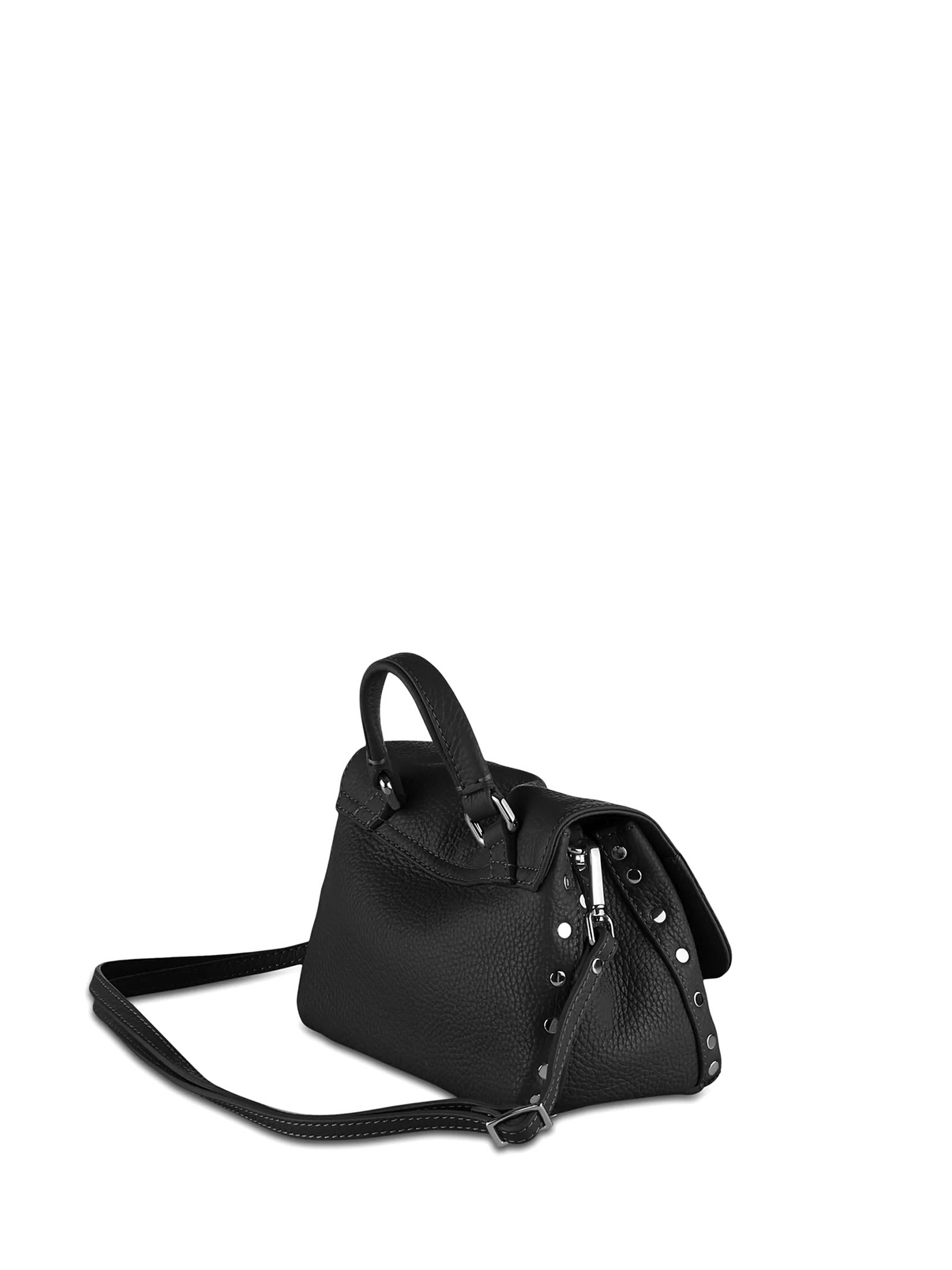 Shop Zanellato Postina Daily Baby Leather Bag With Shoulder Strap In Nero