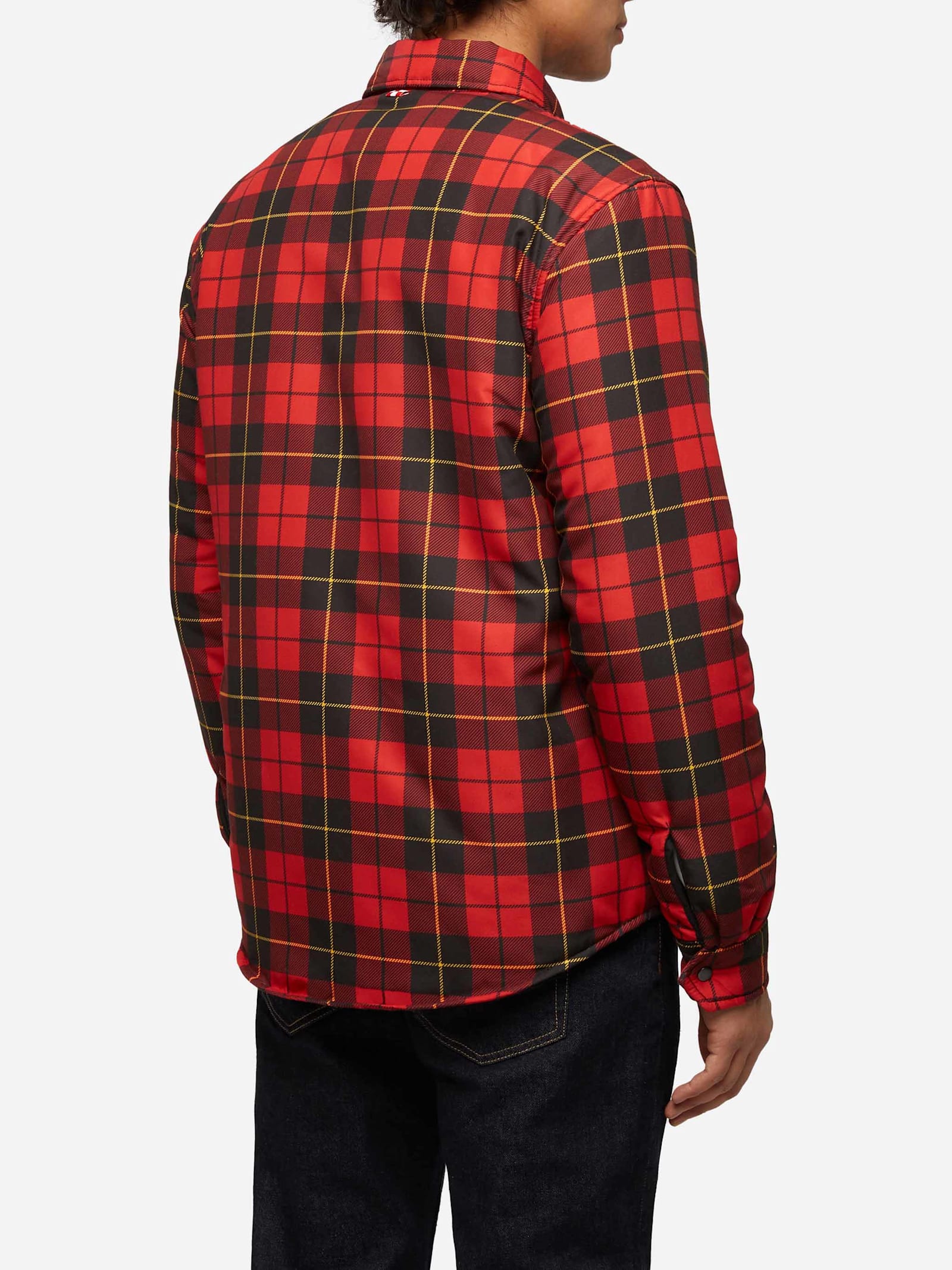 Mc2 Saint Barth Technic Fabric Overshirt Chalet With Check Print In Red