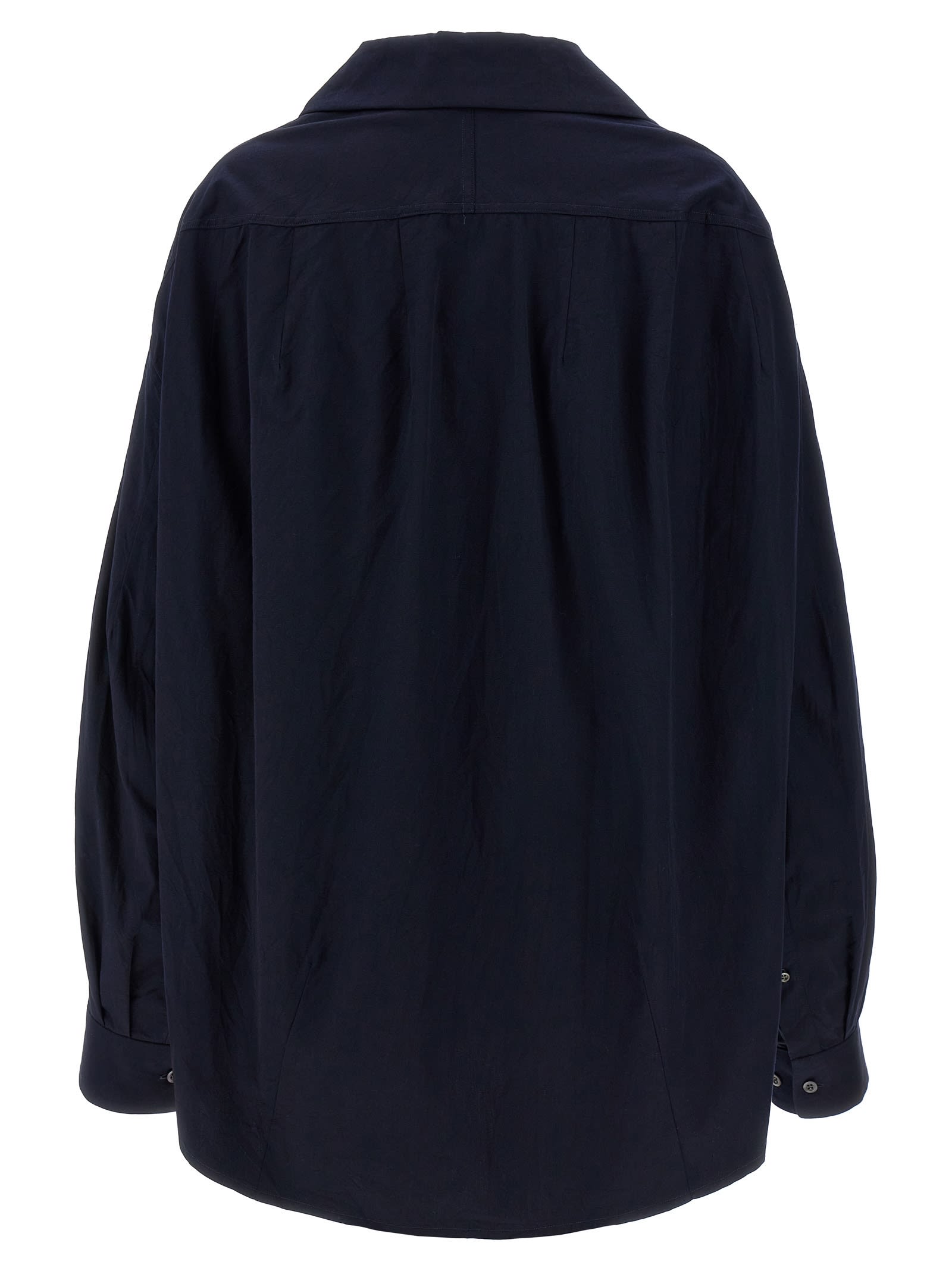 Dries Van Noten Collared Neck Long Sleeves Plain Pattern Blouse In Blue