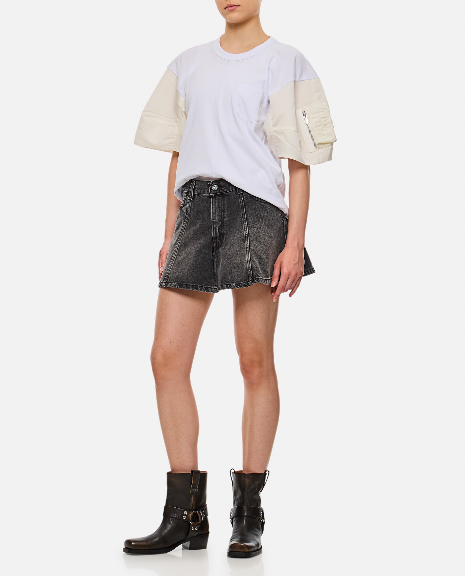 Shop Haikure Margaux Short Denim Skirt In Black