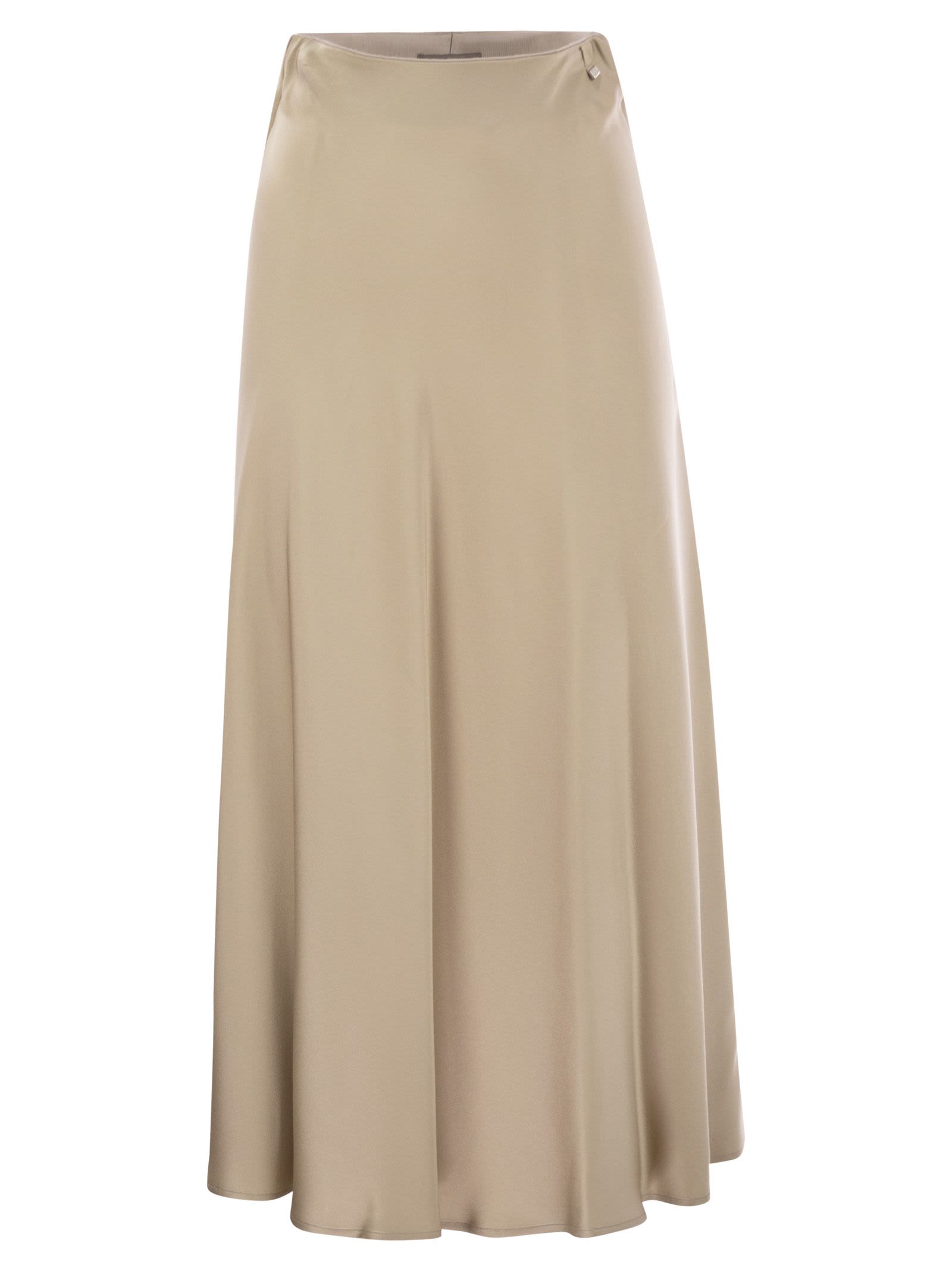 Shop Herno Satin Effect Long Skirt In Beige