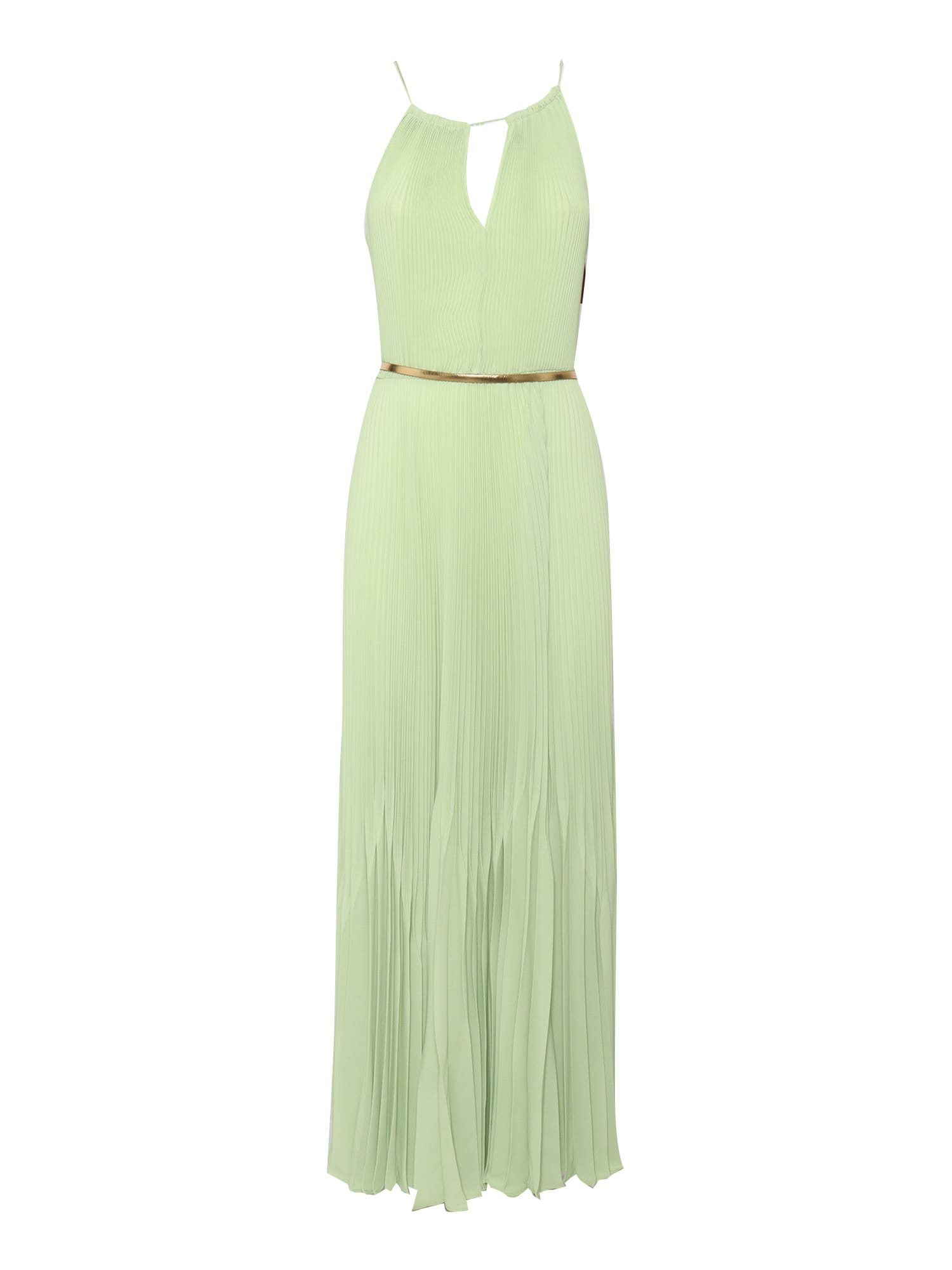 Max Mara Pleated Midi Dress With Spaghetti Straps In Green