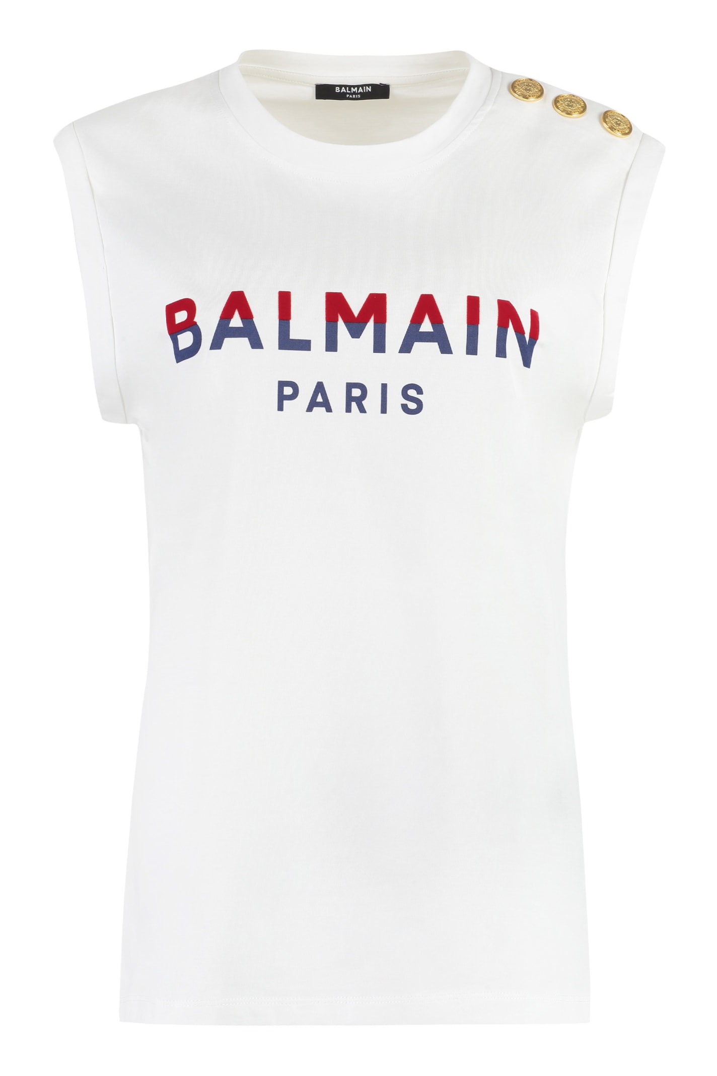 Balmain Cotton Tank Top In White