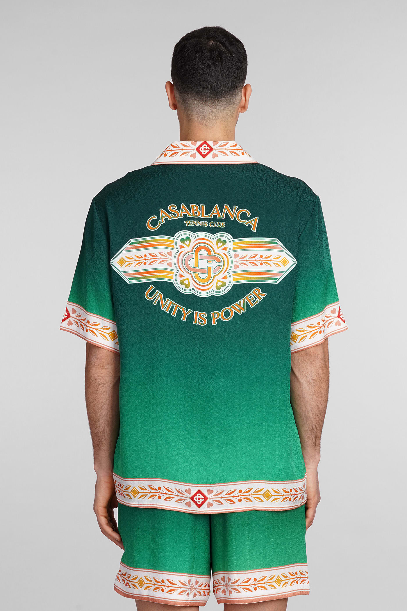 Shop Casablanca Shirt In Green Silk