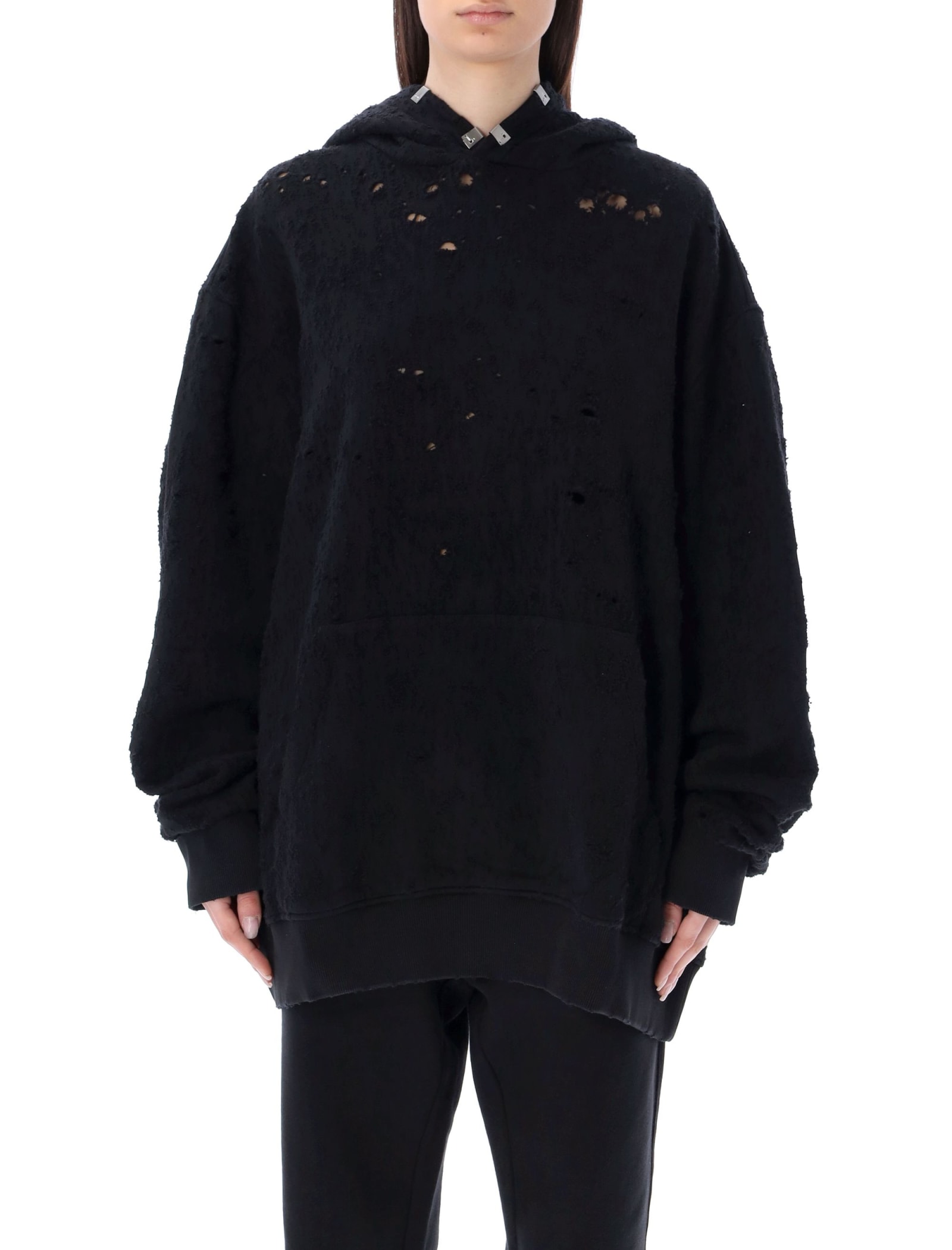 Alyx Distressed Lightercap Hooded Sweatshirt In Black | ModeSens