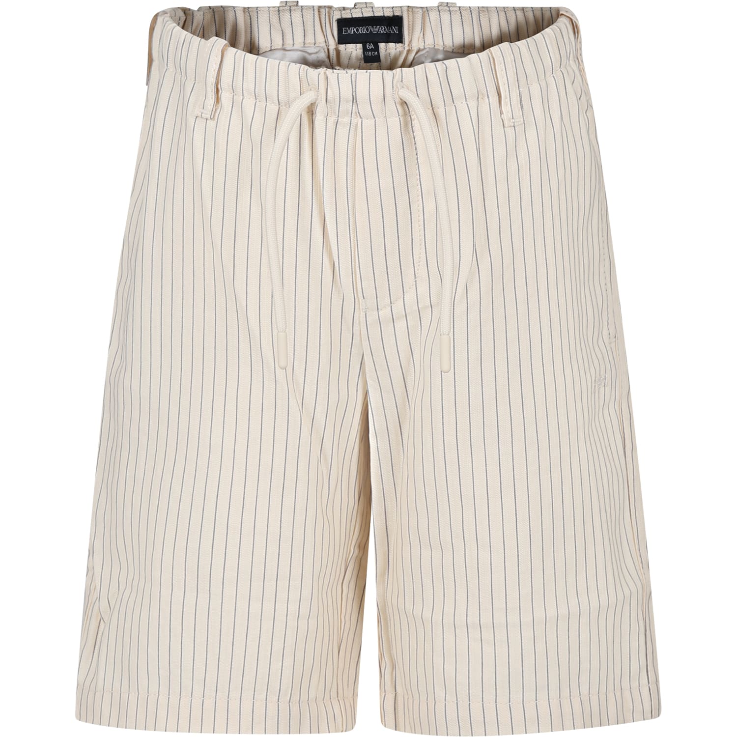 Emporio Armani Kids' Ivory Shorts For Boy With Eagle In Avorio