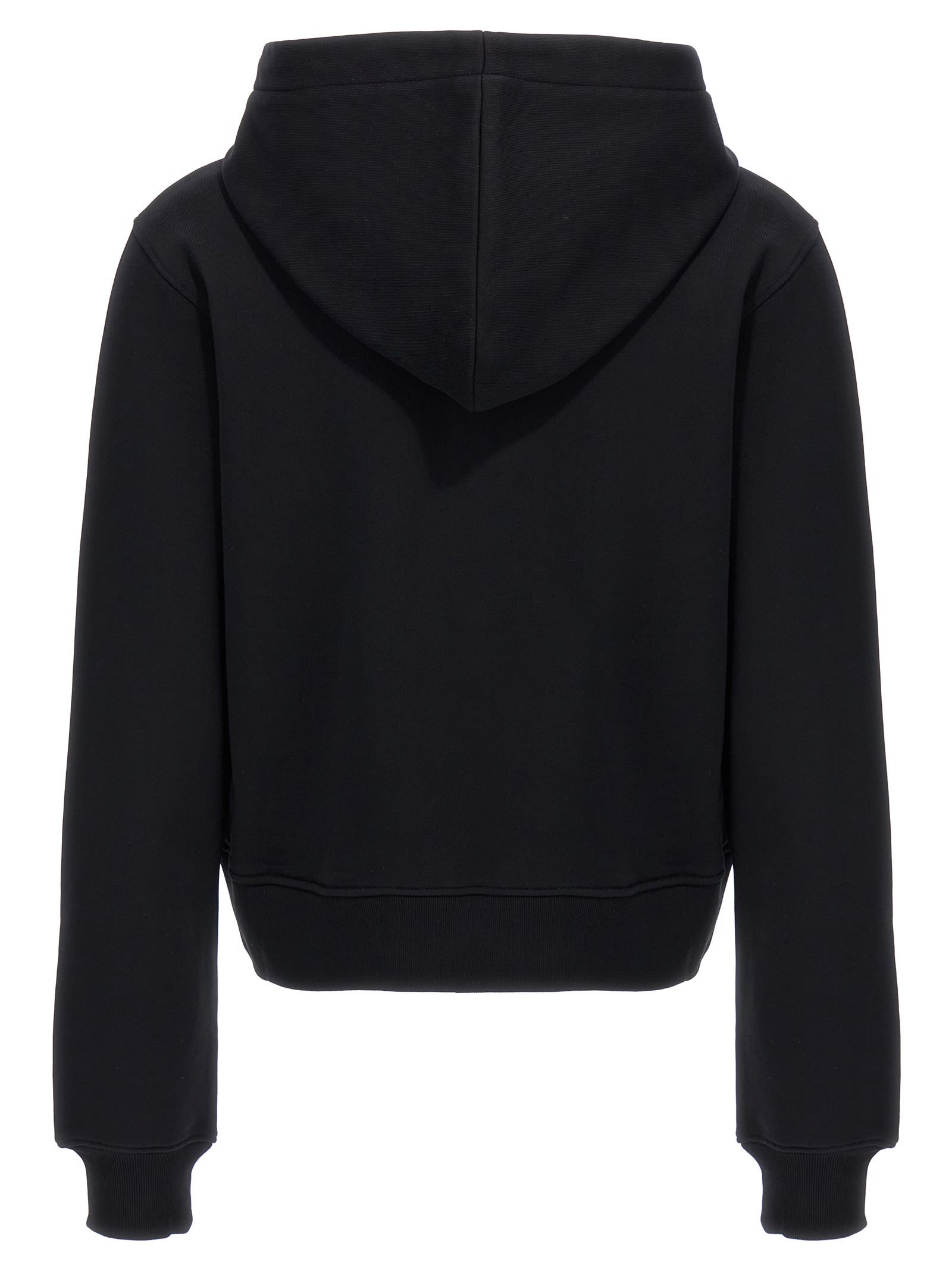 Shop Moschino Antica Pellicceria Cropped Hoodie In Black