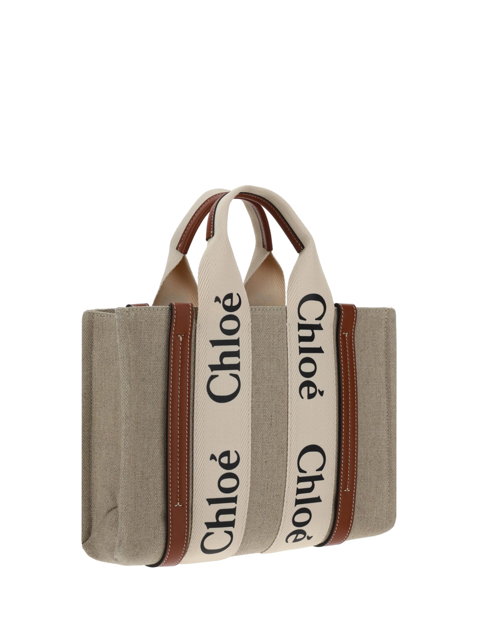 Shop Chloé Woody Handbag In White/brown