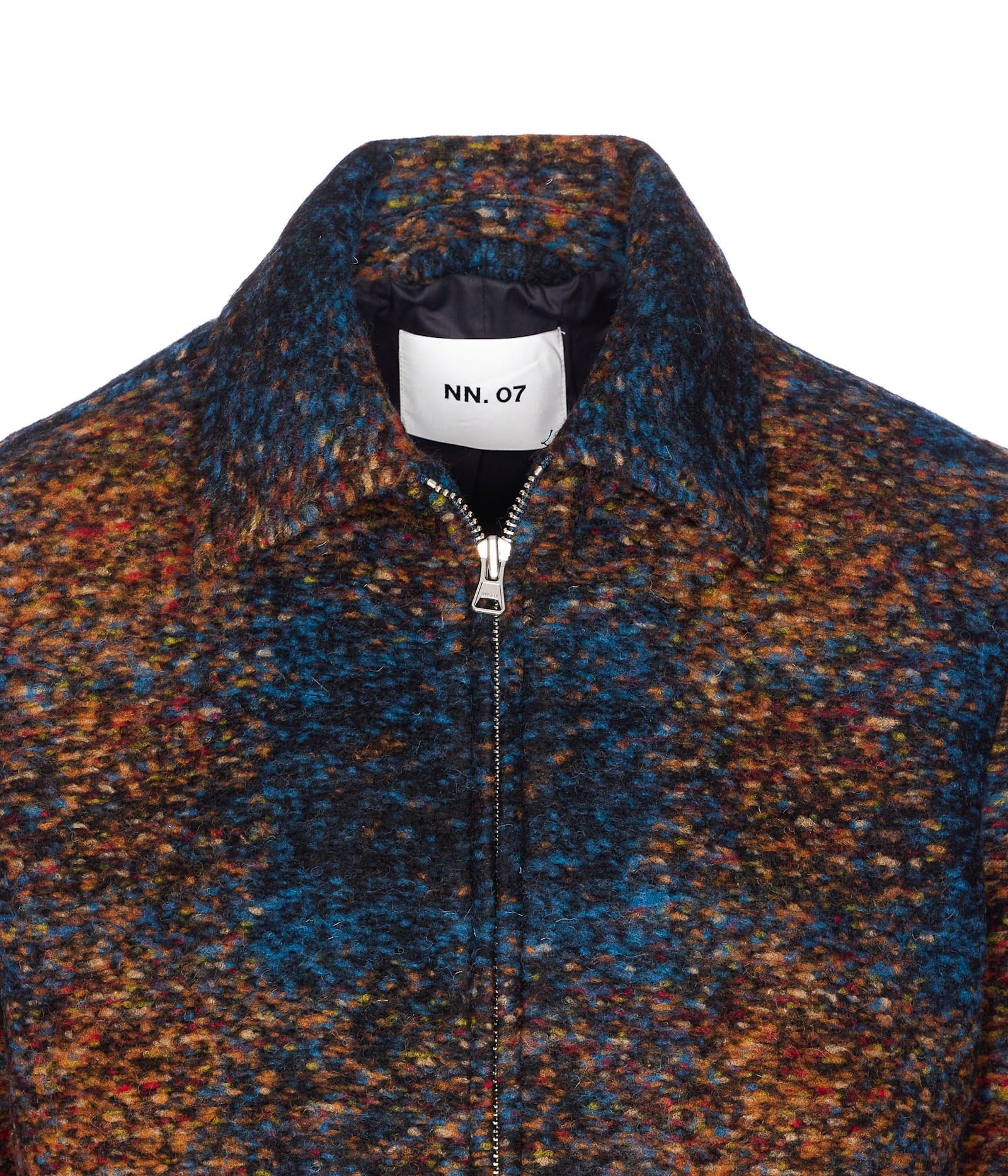 Nn07 Collared Jacket With Textured Fabric And Pockets In Blue