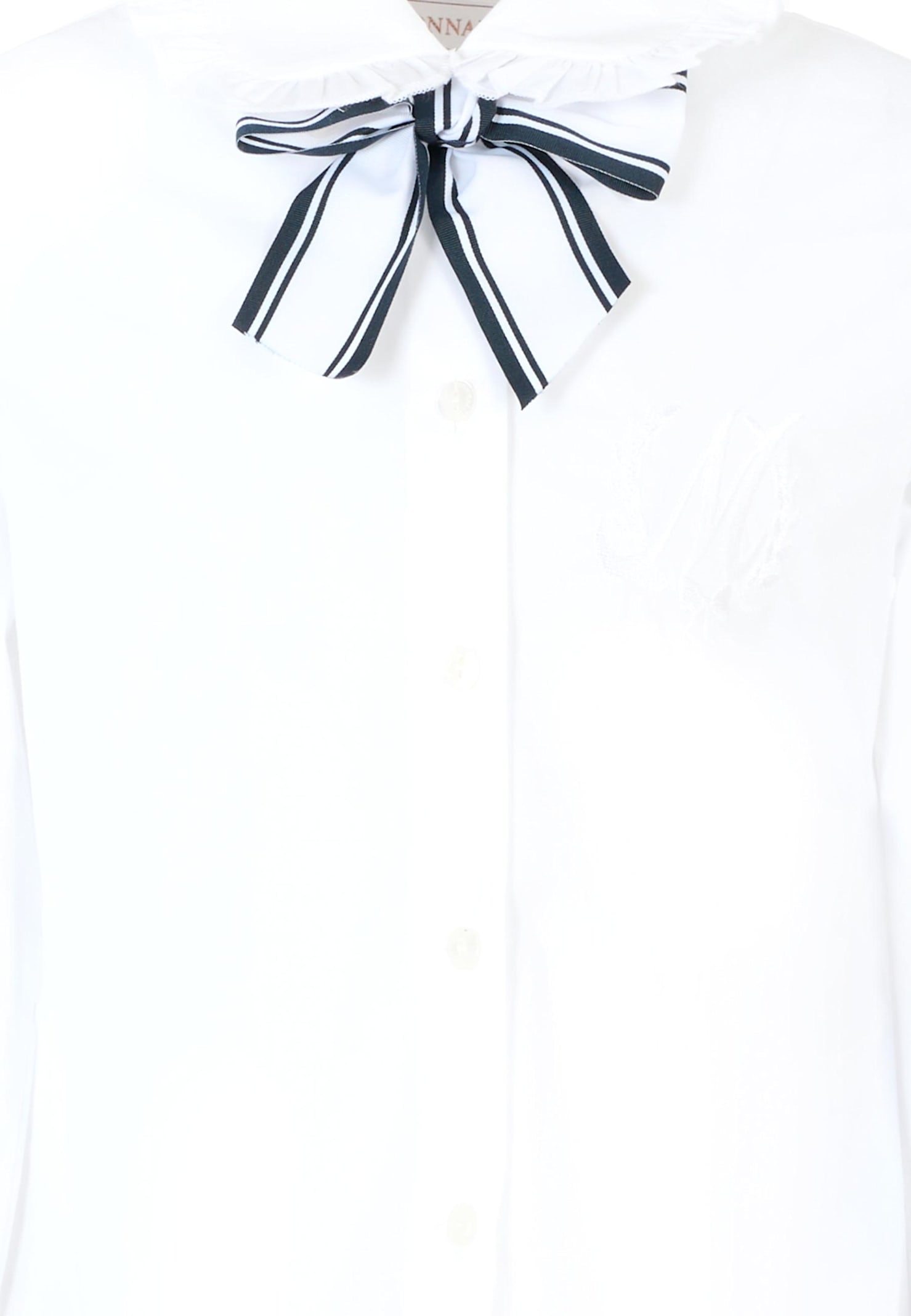 Monnalisa White Shirt For Girl With Bow In White