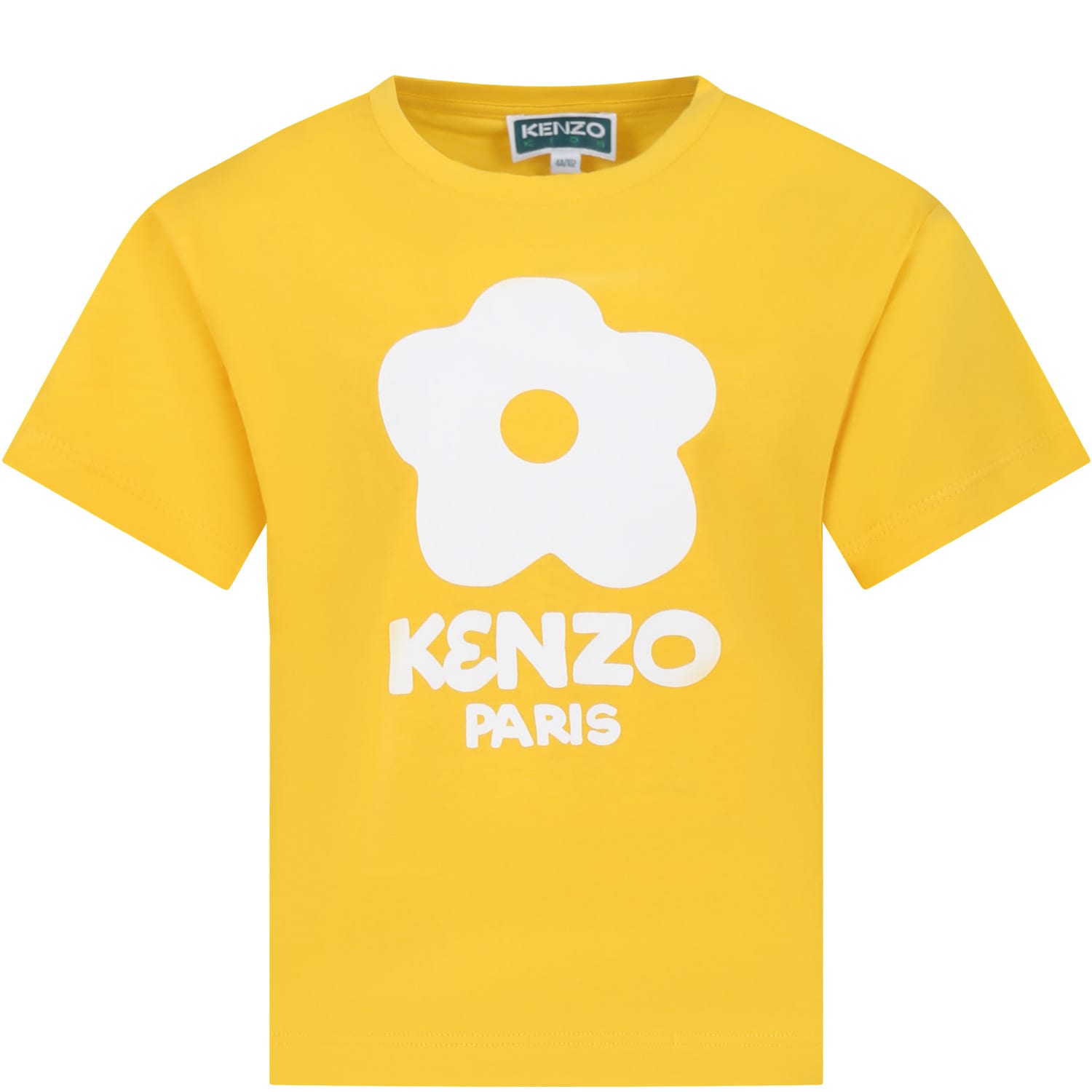 Shop Kenzo Yellow T-shirt For Girl With Flower In Giallo