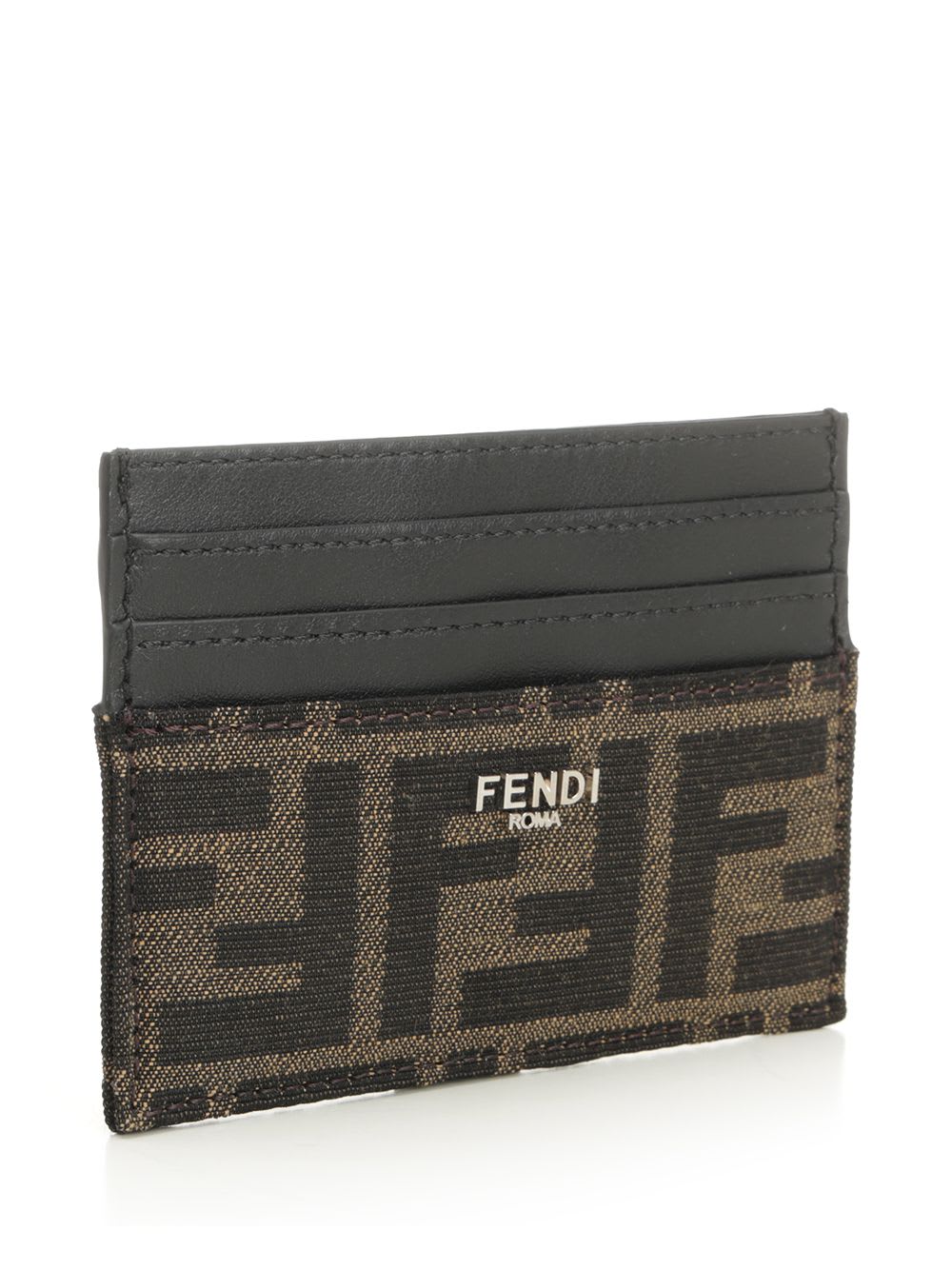 Shop Fendi Diagonal Card Holder In Brown