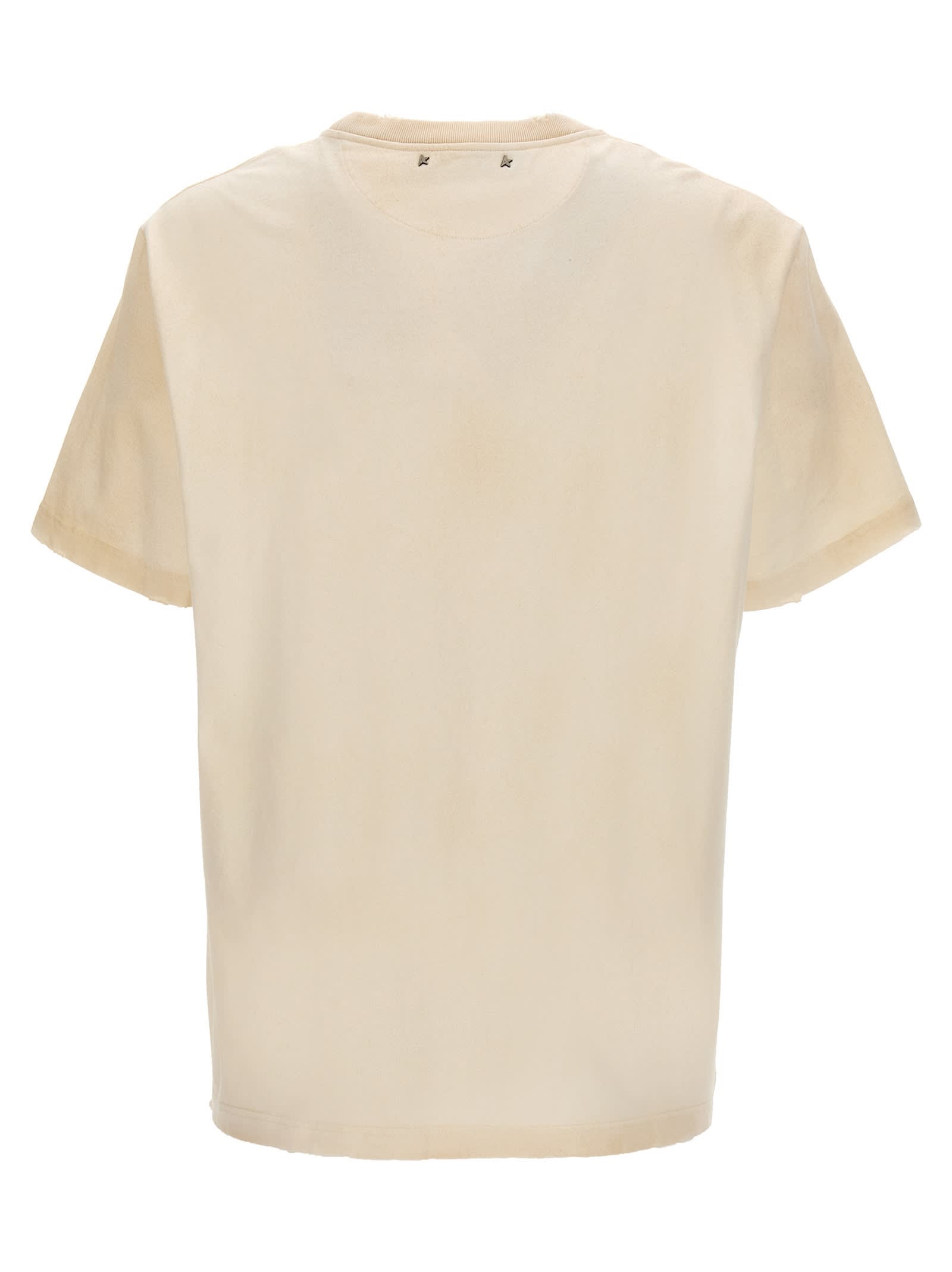 Shop Golden Goose Logo Print T-shirt In Bianco