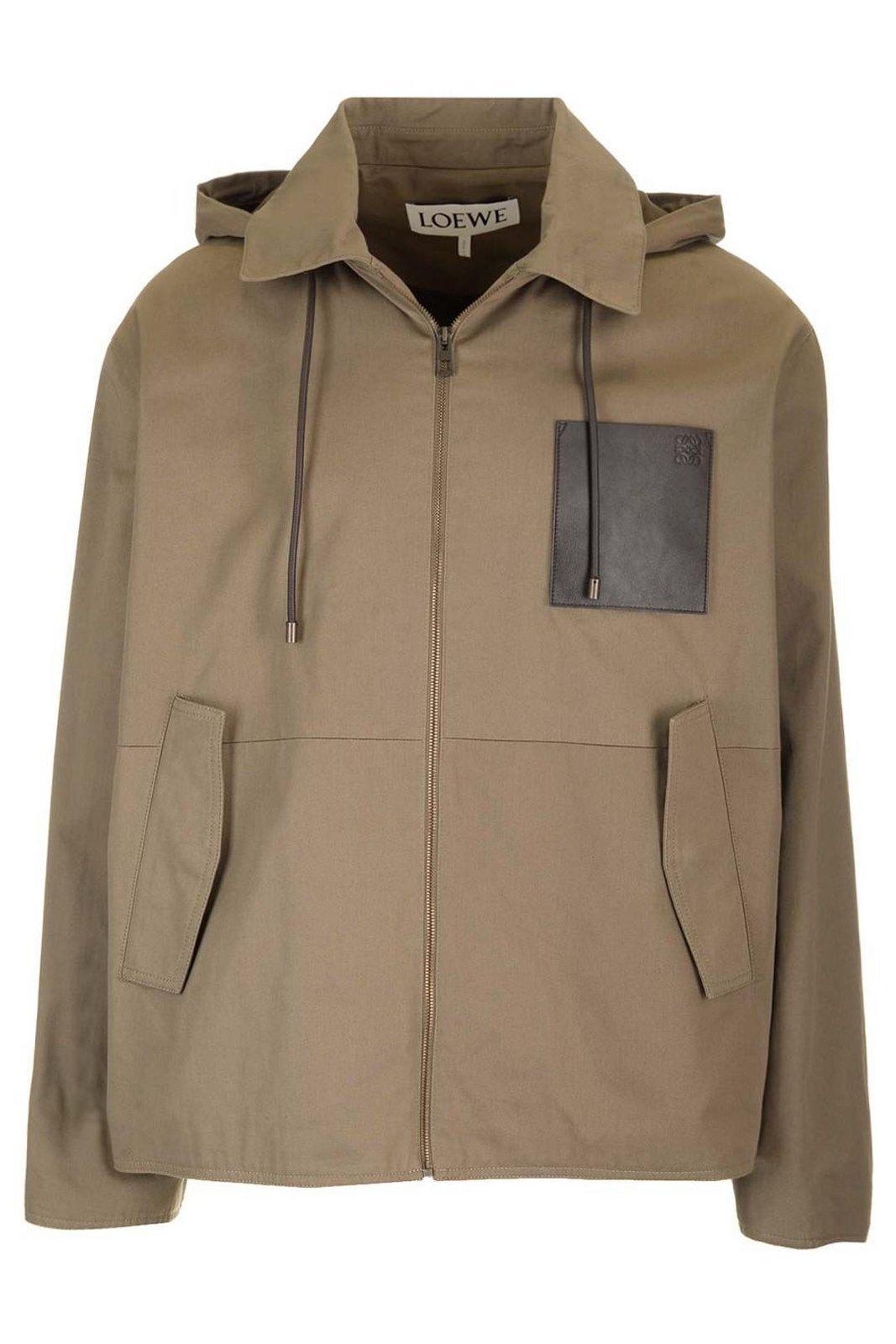 Loewe Hooded Jacket In Khaki Brown
