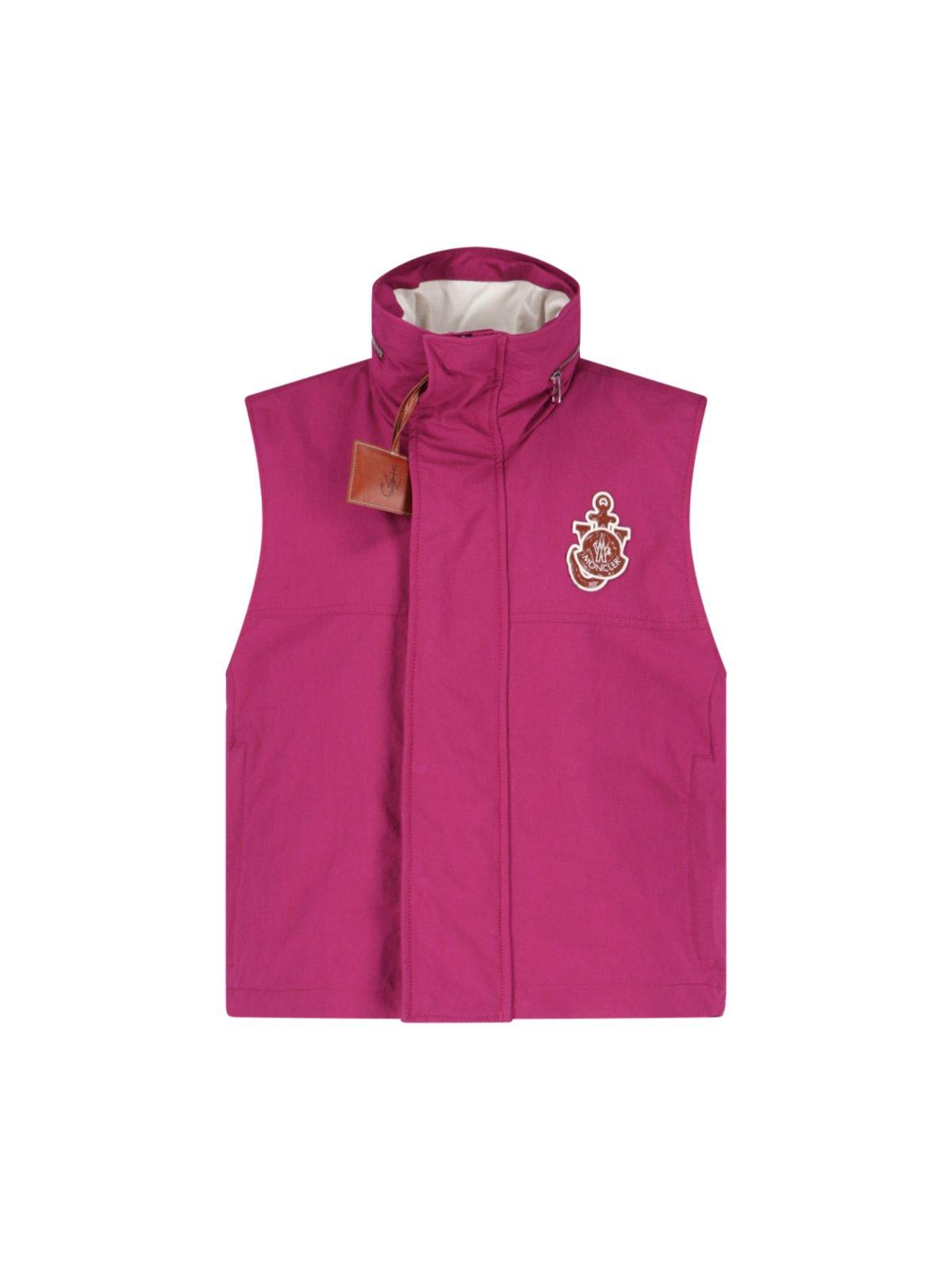 Shop Moncler Genius Moncler X Jw Anderson Logo Patch Sleeveless Jacket In Fuchsia