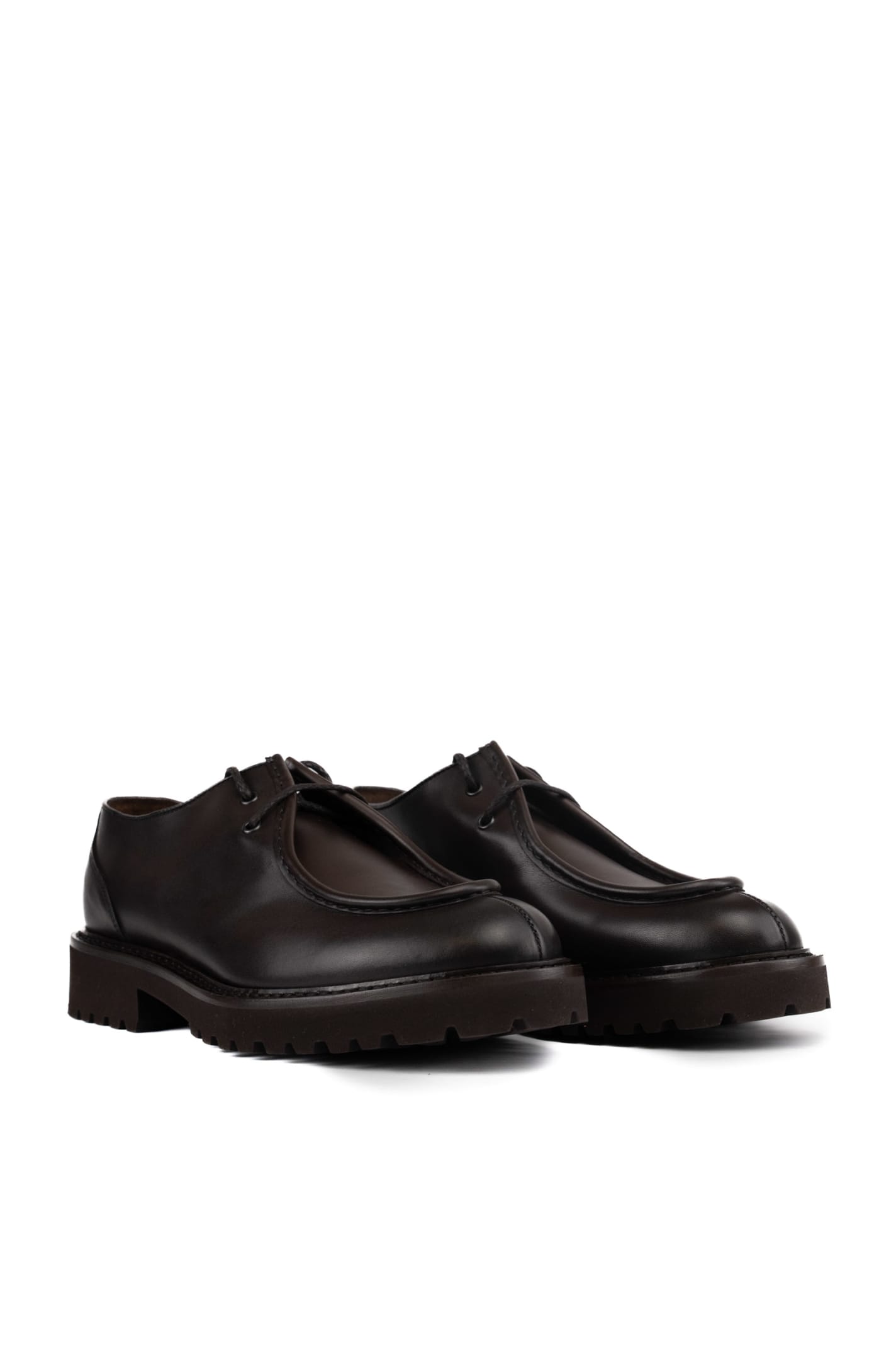 Shop Doucal's Leather Derby Moccasins In Shade T.moro+ F.do T.moro