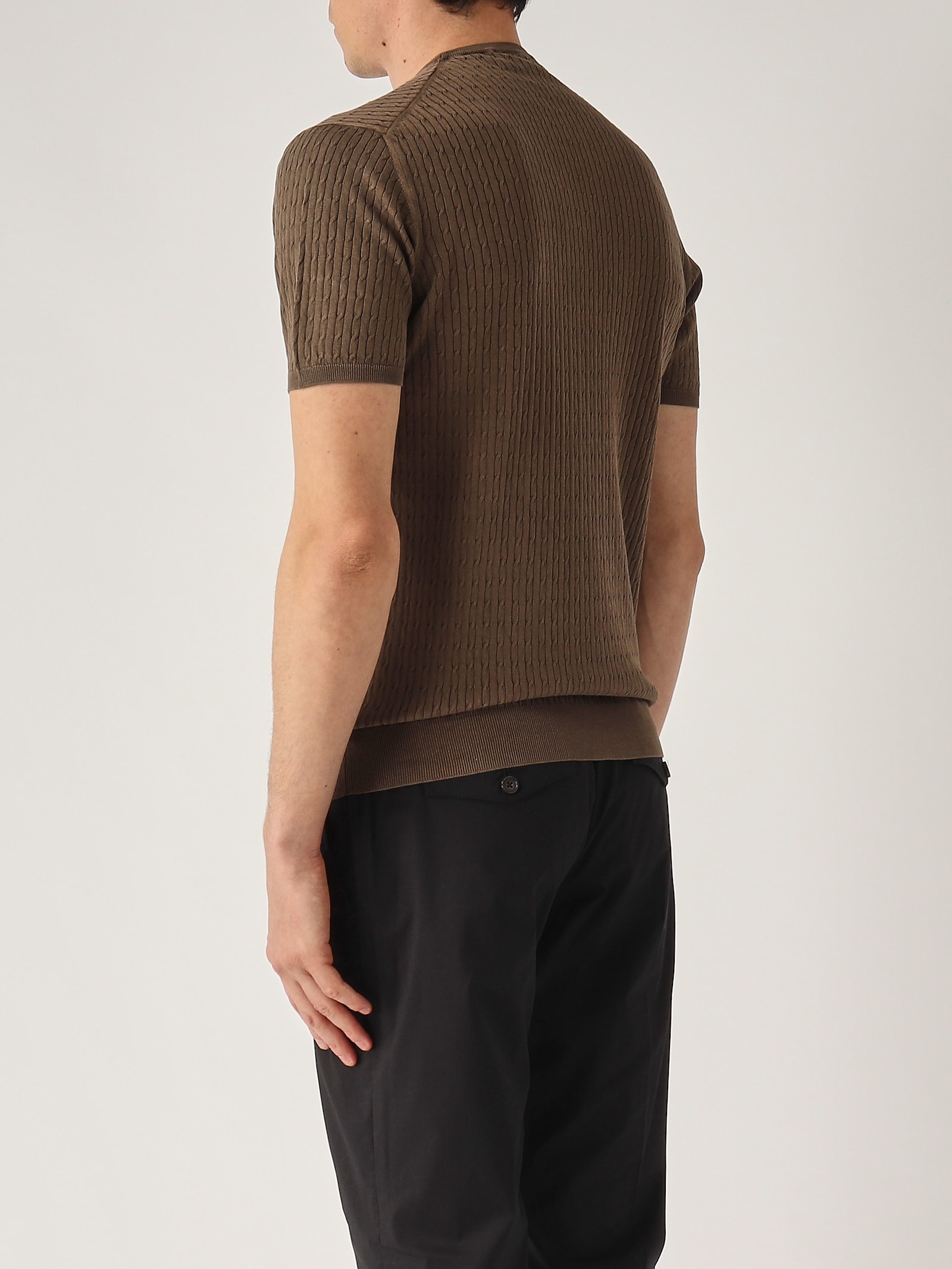 Della Ciana Girocollo M/c Trecce Sweater In Brown