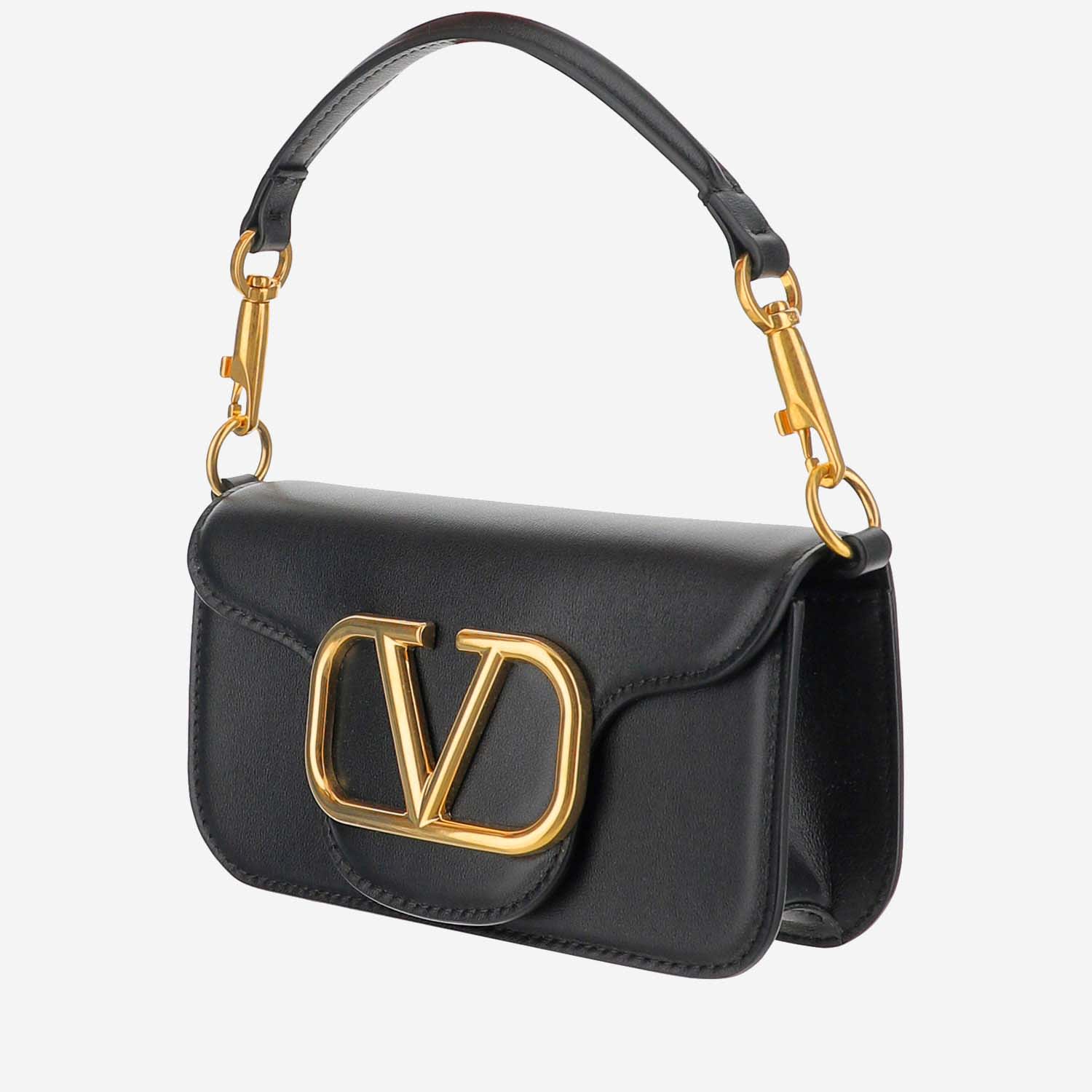 Shop Valentino Small Loco Bag In Calfskin In Black