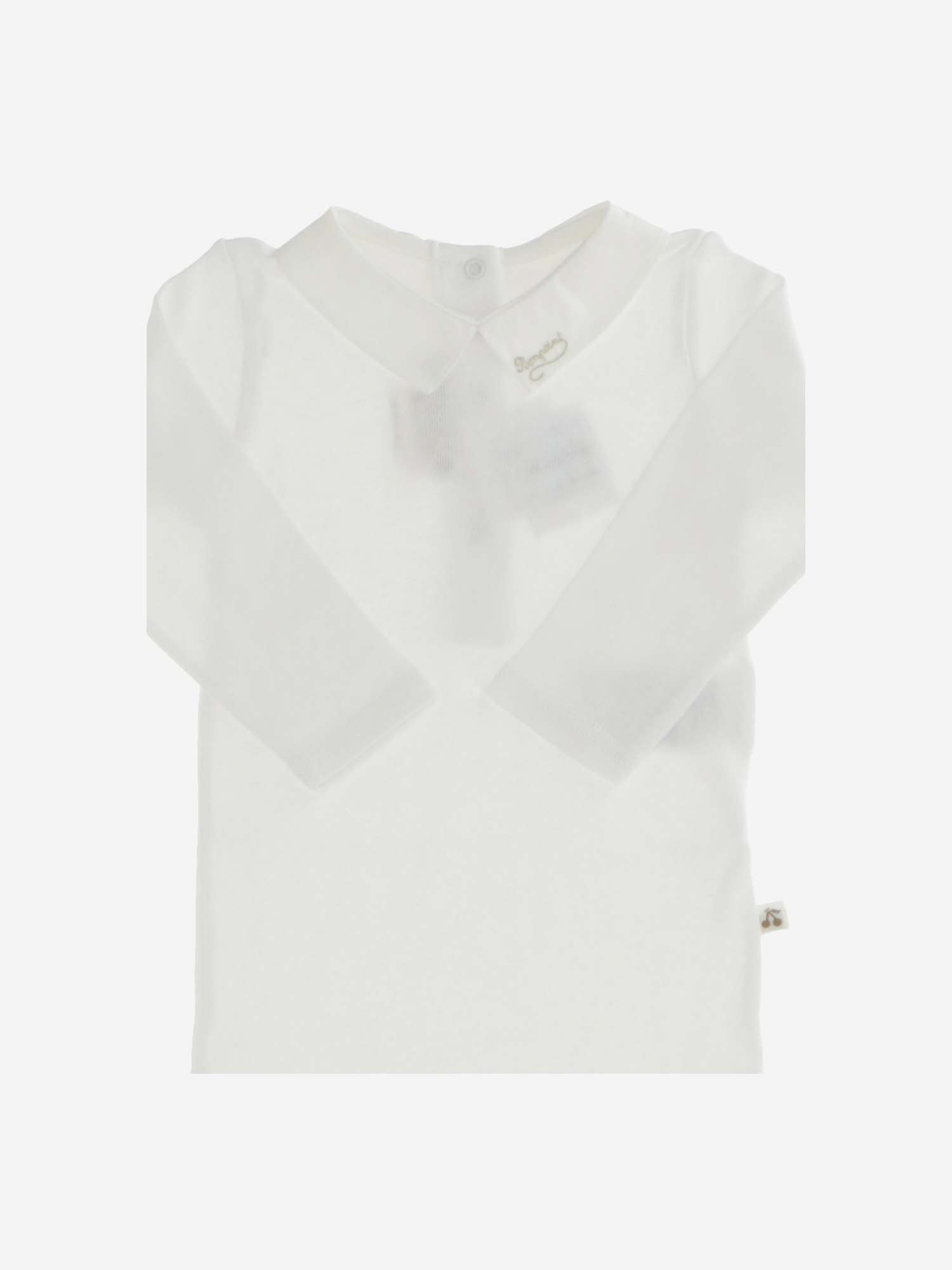 Bonpoint Cotton Bodysuit With Logo In White