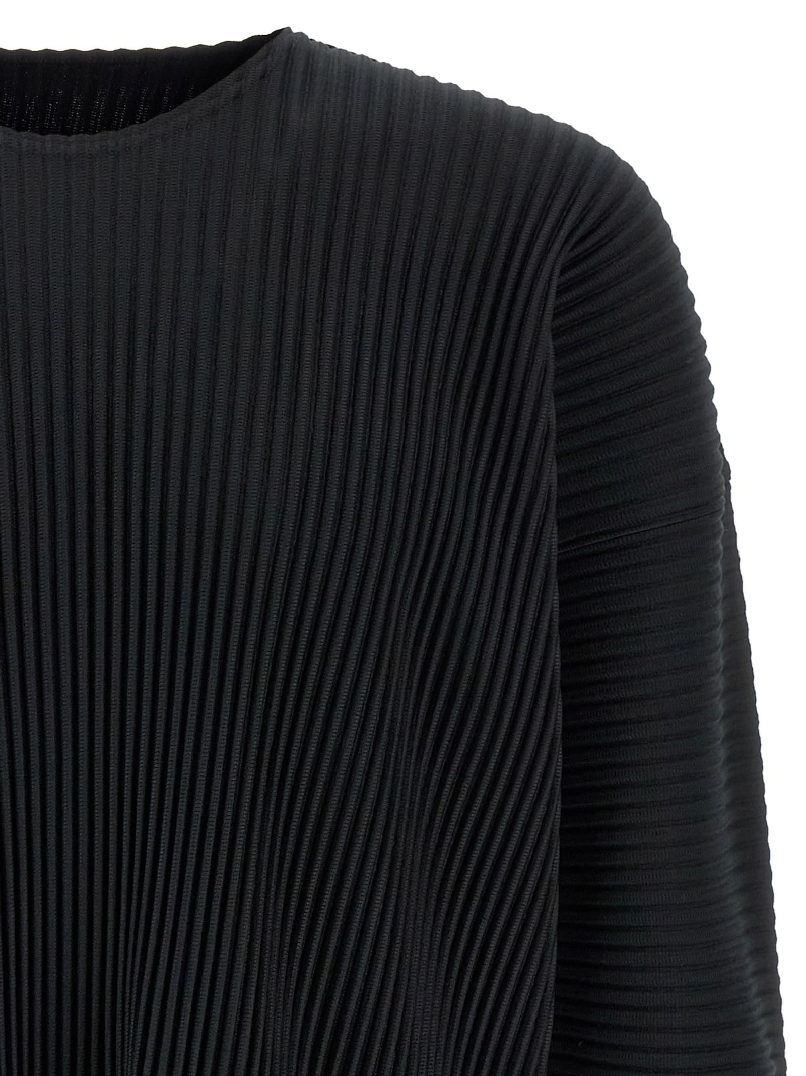 Issey Miyake September Knitwear Long Sleeve Sweater In Black