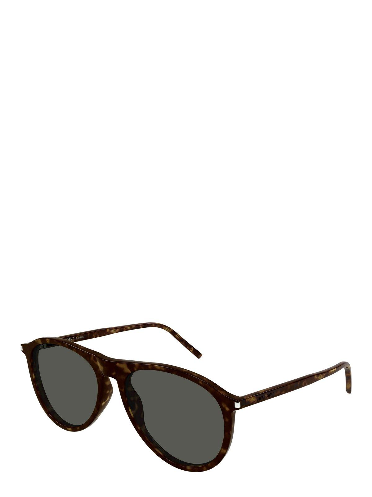 Shop Saint Laurent Aviator Frame Sunglasses In 002 Havana Havana Transpa