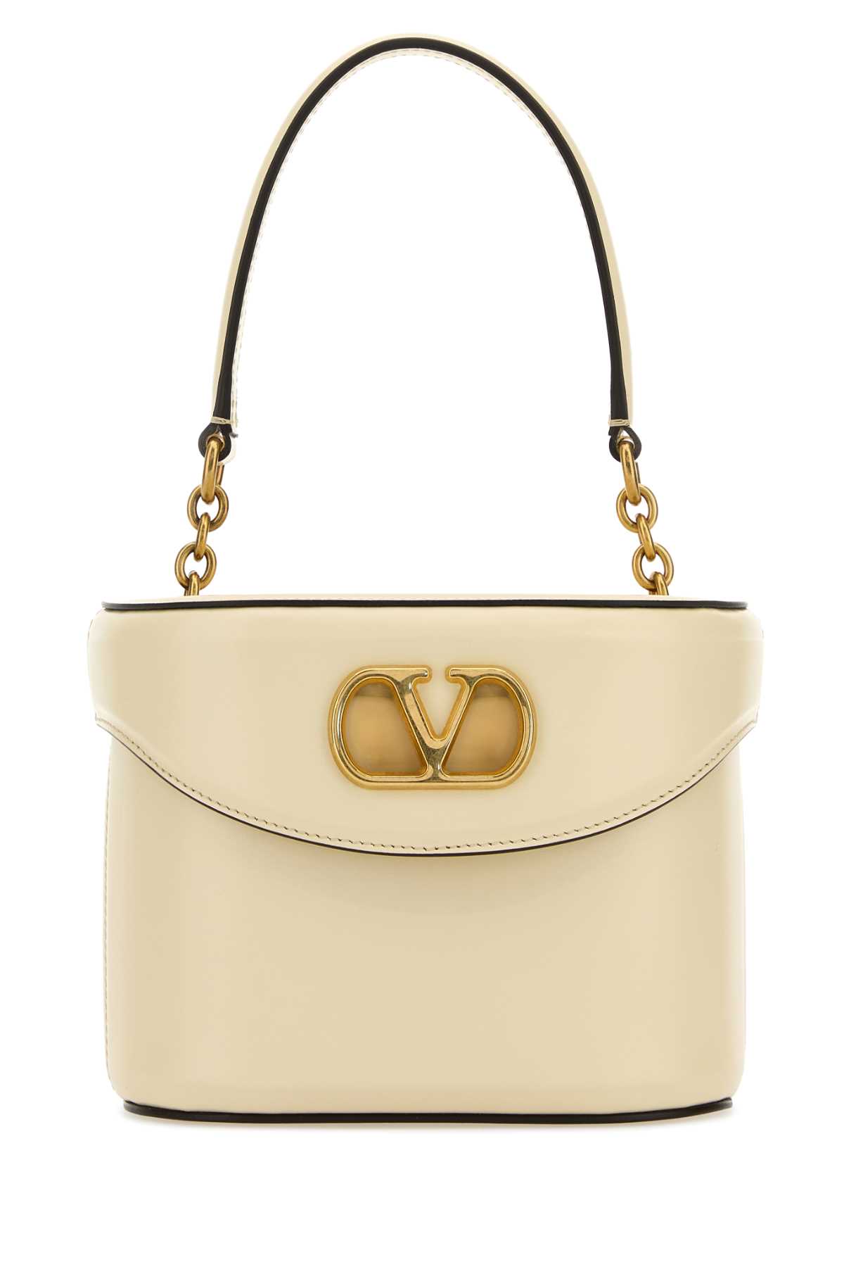 Valentino Garavani Ivory Leather Vlogo Signature Bucket Bag