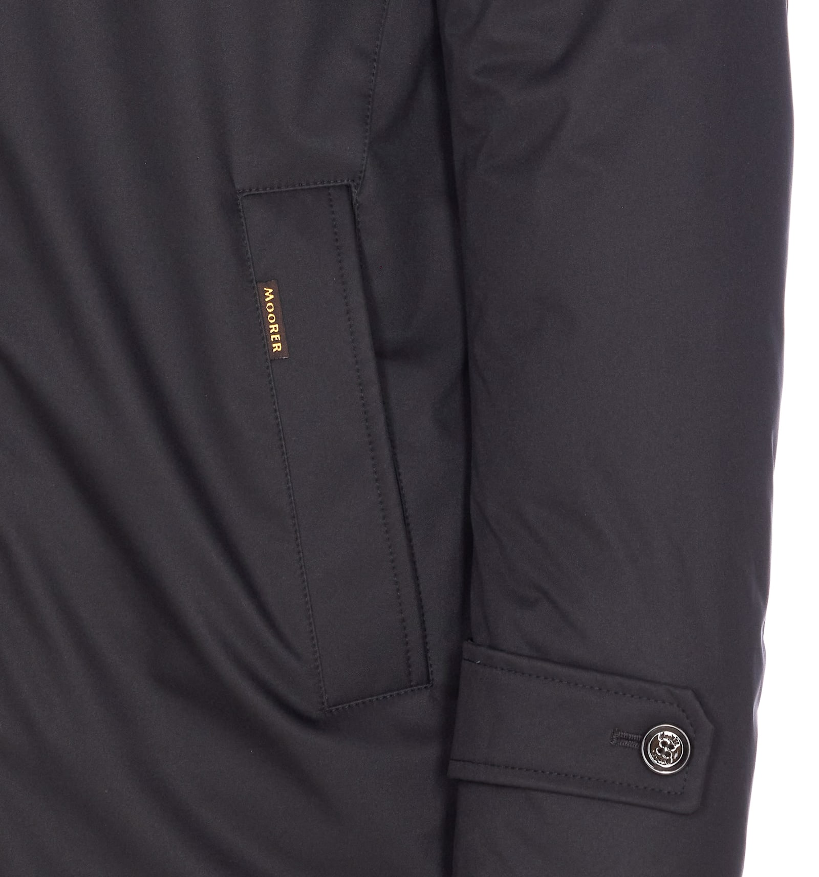 Moorer High Neck Padded Jacket With Cuff Straps In Black