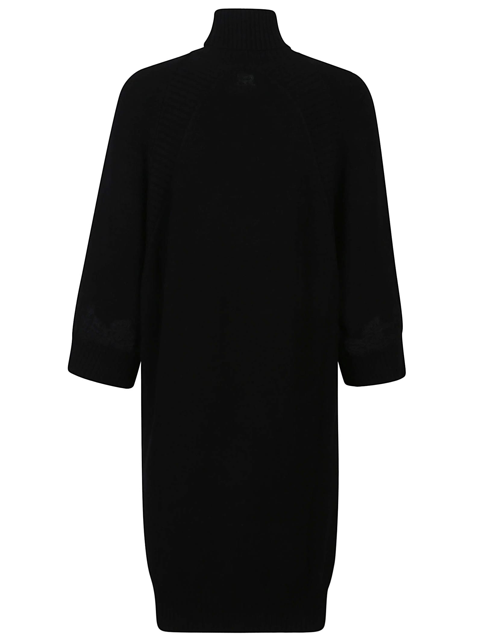Ermanno Firenze Turtleneck Wool Dress In Black