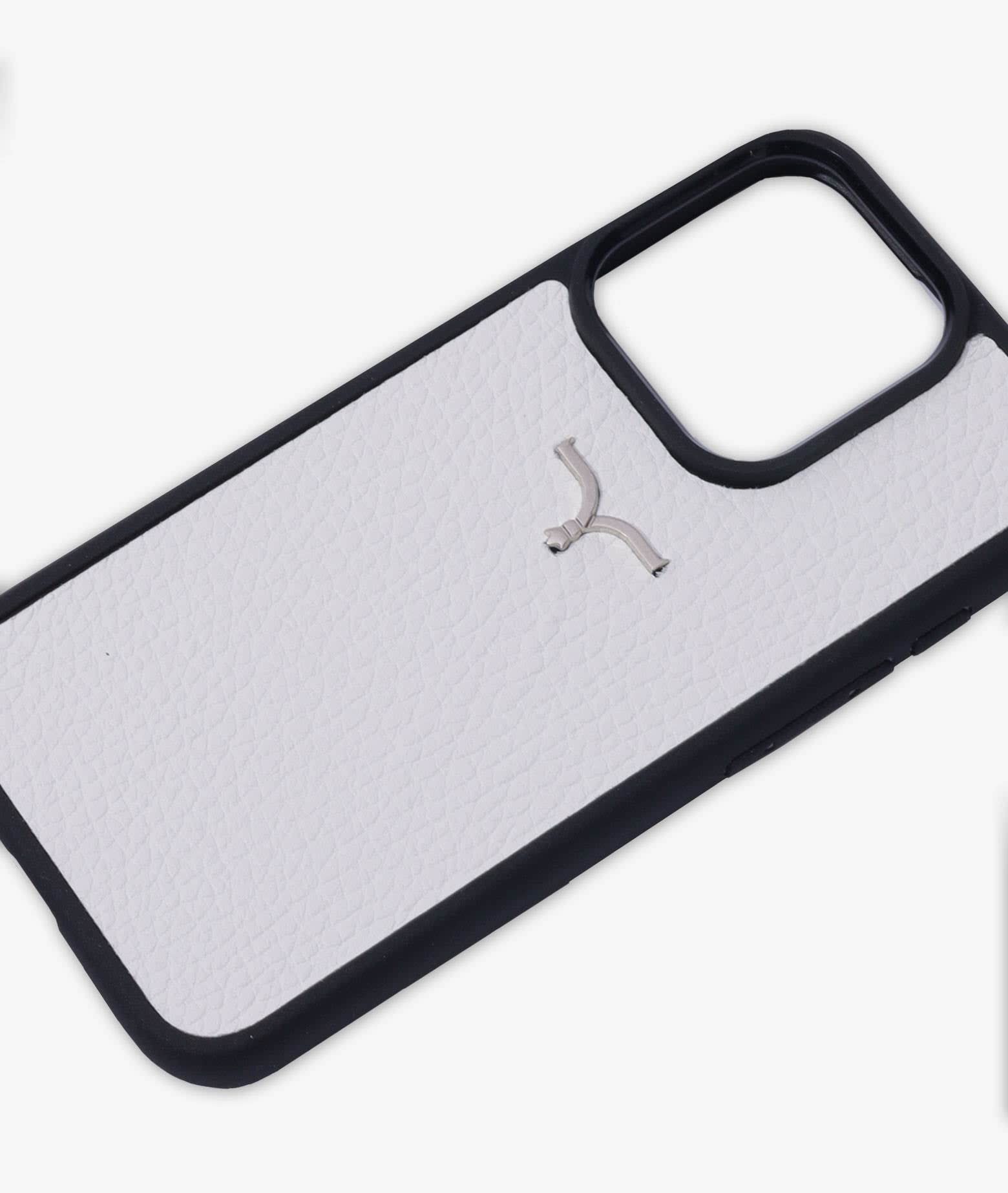 Larusmiani Calf Leather Cover For Iphone 15 Accessory In White