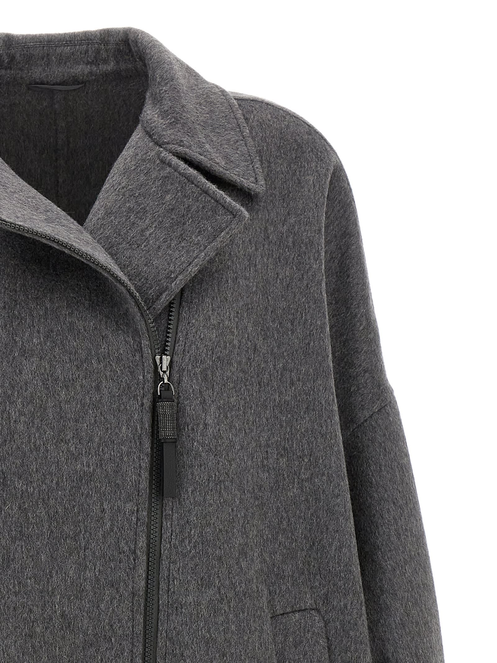 Shop Brunello Cucinelli Cocoon Coat In Gray