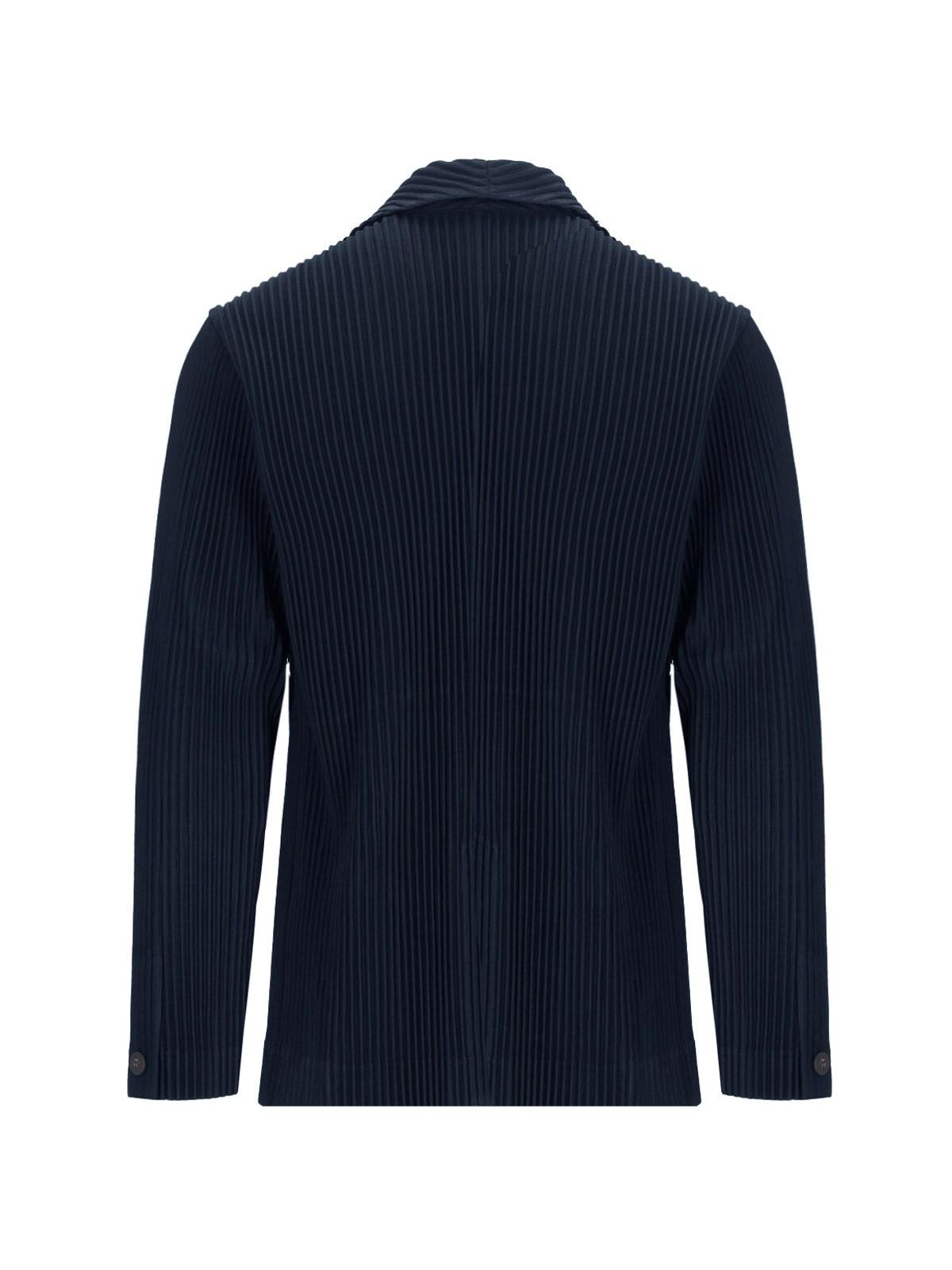 Issey Miyake Single-breasted Pleated Blazer In Blue