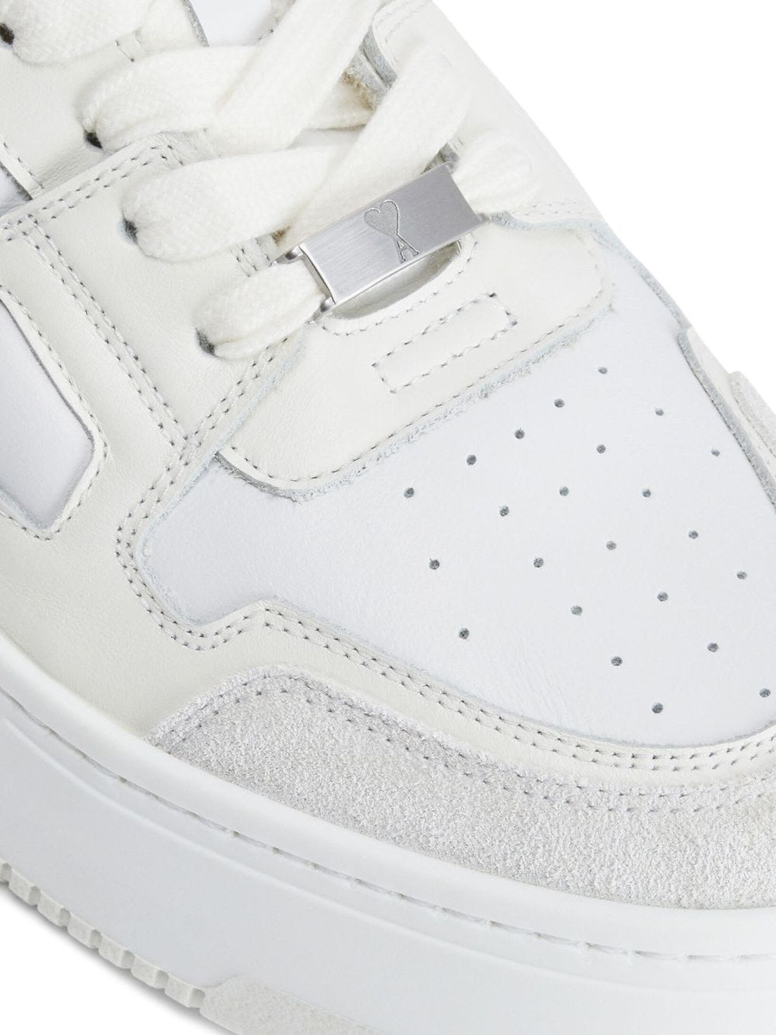 Shop Ami Alexandre Mattiussi White Calf Leather Sneakers