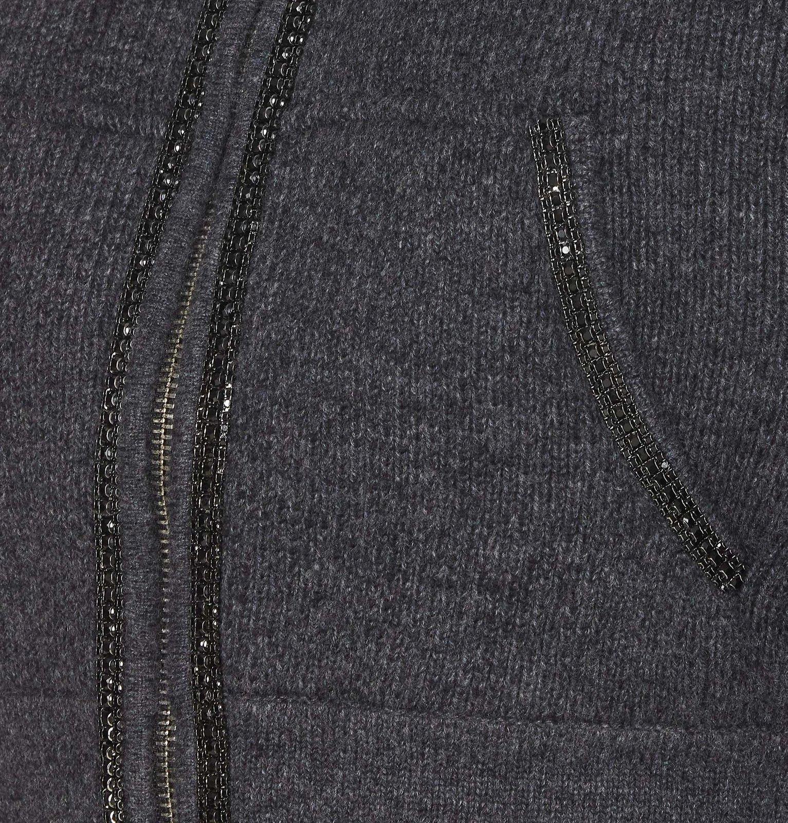 Self-portrait Knit Cropped Zip Hoodie In Grey
