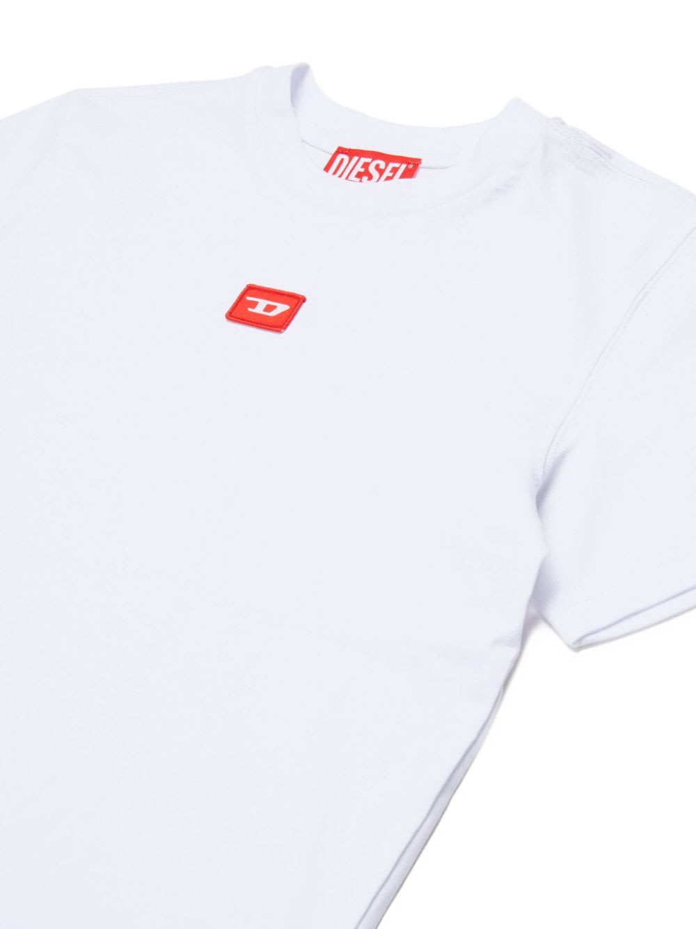 Diesel Jersey T-shirt With Red D Patch In White