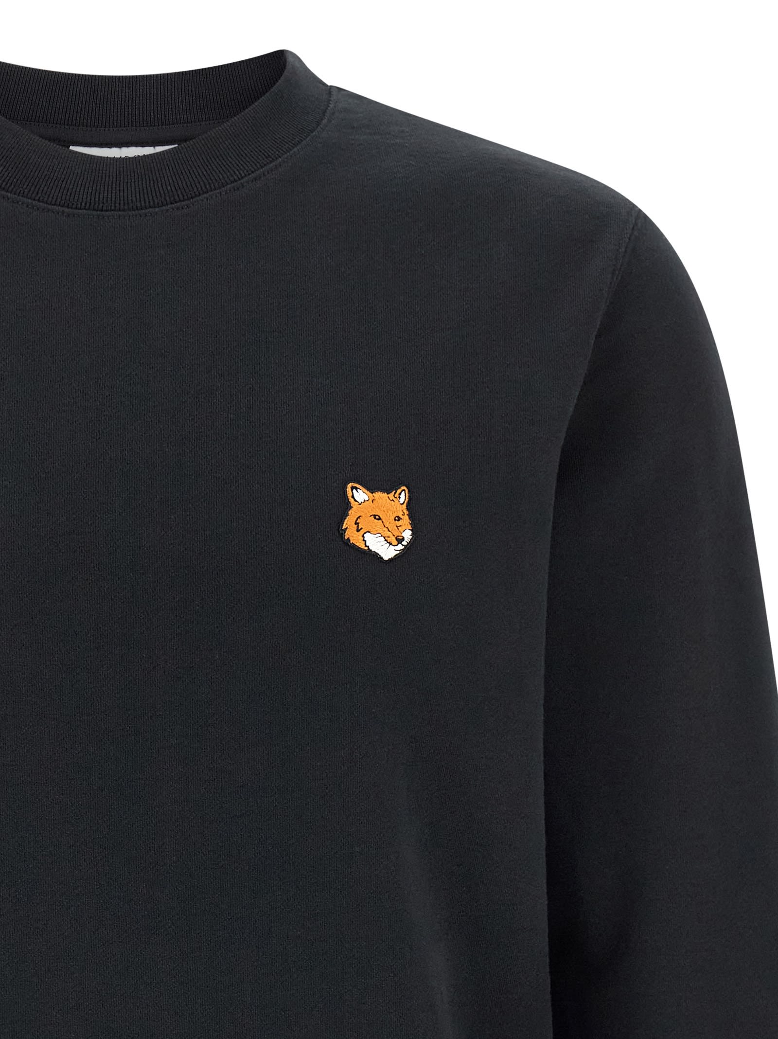 Maison Kitsuné Cotton Sweatshirt Featuring Fox Head Design In Black