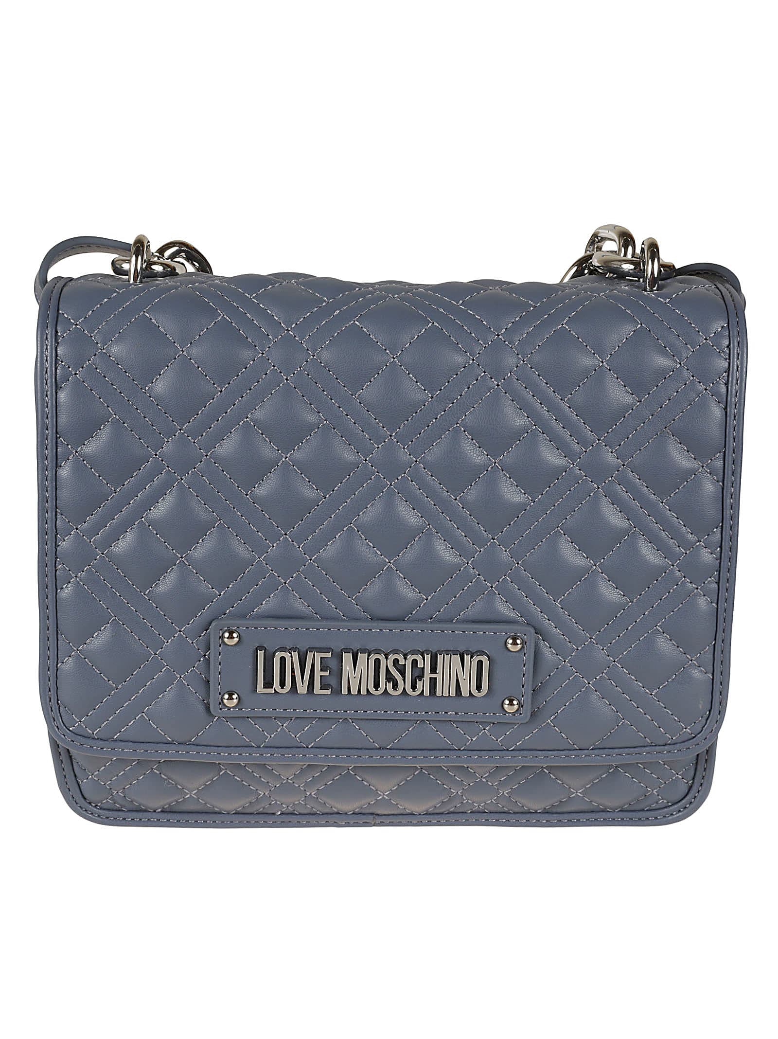Love Moschino Logo Patch Quilted Shoulder Bag