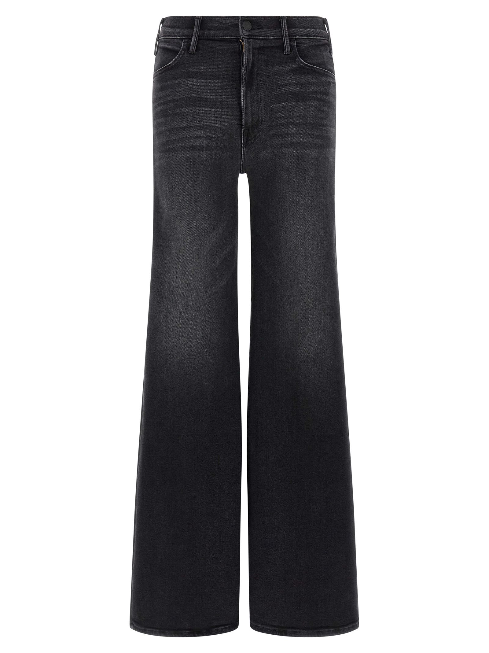 Mother The Hustler Roller Sneak Fray Jeans In Black