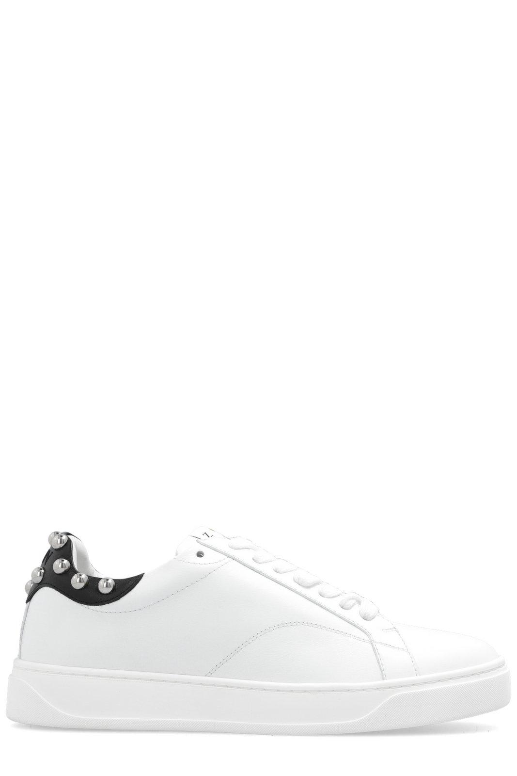 Shop Lanvin Back Studded Sneakers In White Silver