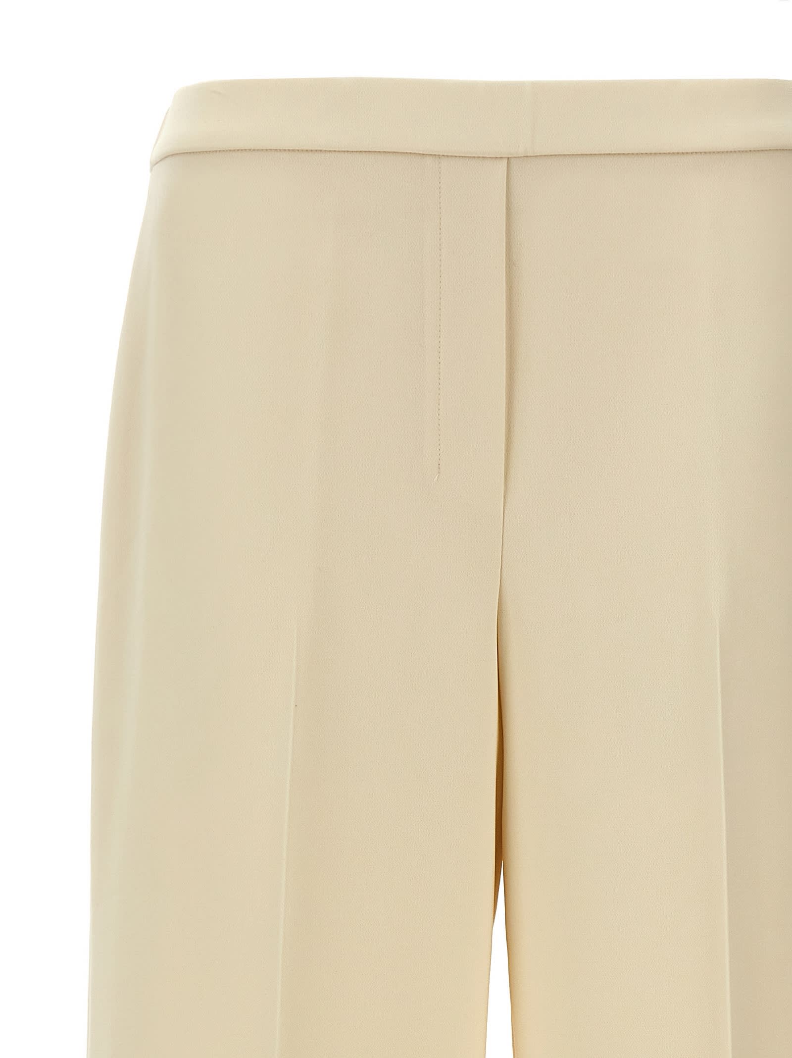 Theory Wide Pull On Trousers With Front Pleats In White