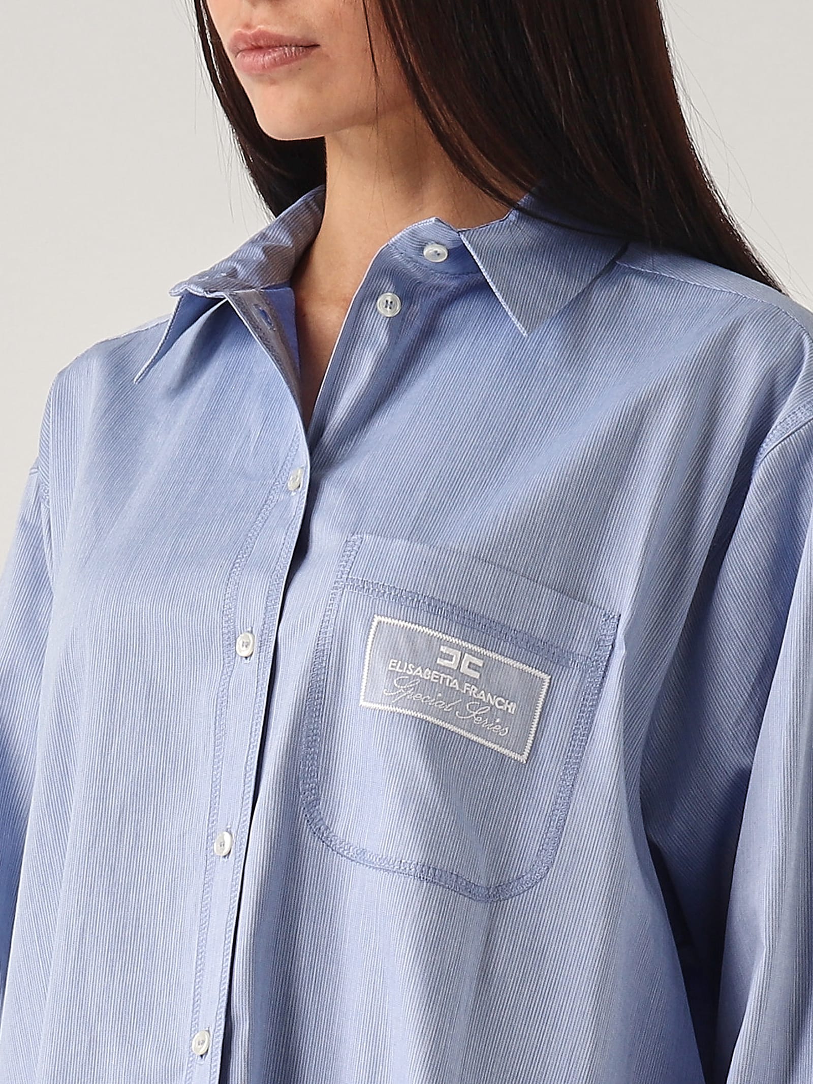 Shop Elisabetta Franchi Cotton Shirt In Azzurro