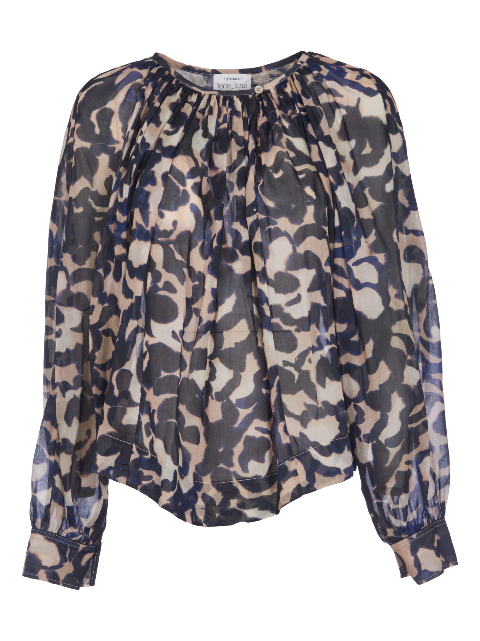 Shop Forte Forte Round Hem All-over Printed Blouse In Ink