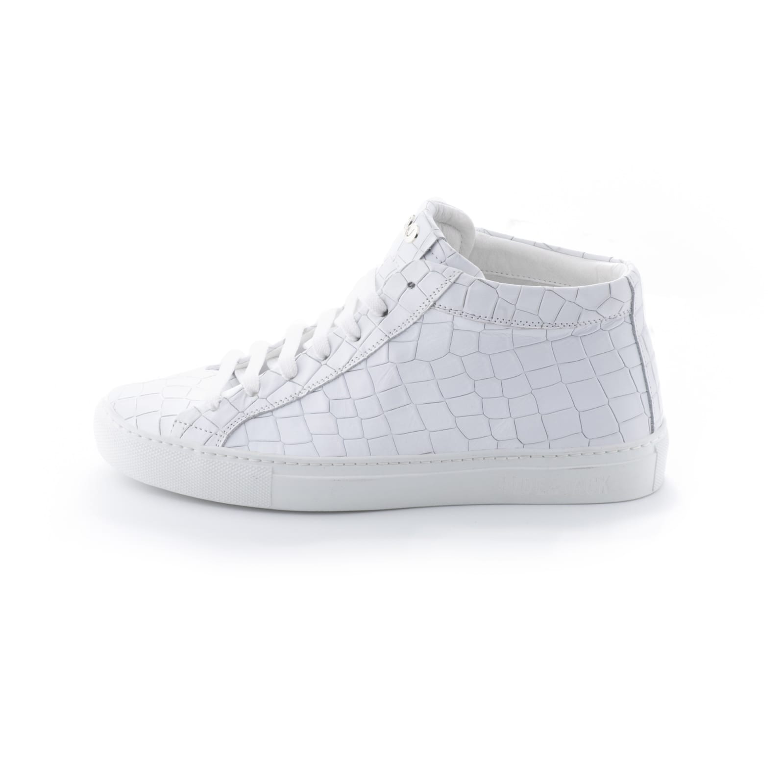 Hide & Jack Essence Total Leather Croco Printed White, White Sole