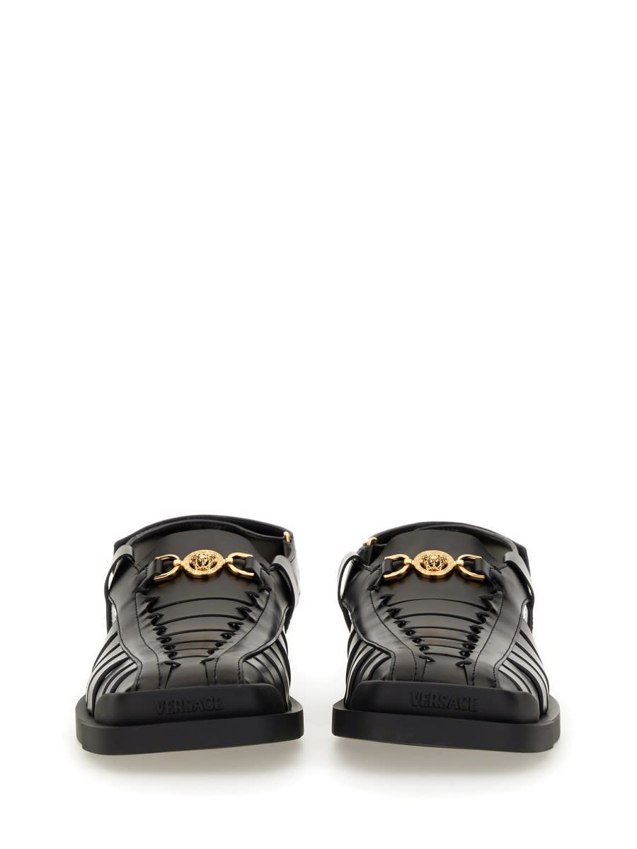Shop Versace Medusa Slingback Sandal 95 In Black