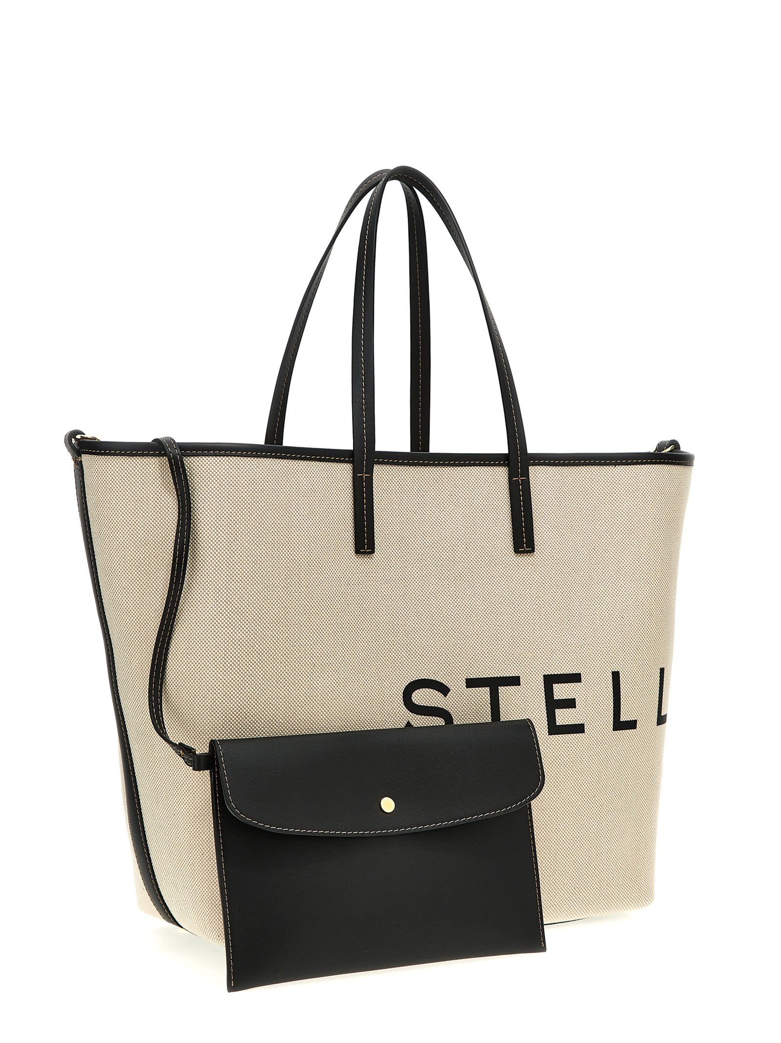 Shop Stella Mccartney Logo Shopping Bag In Beige