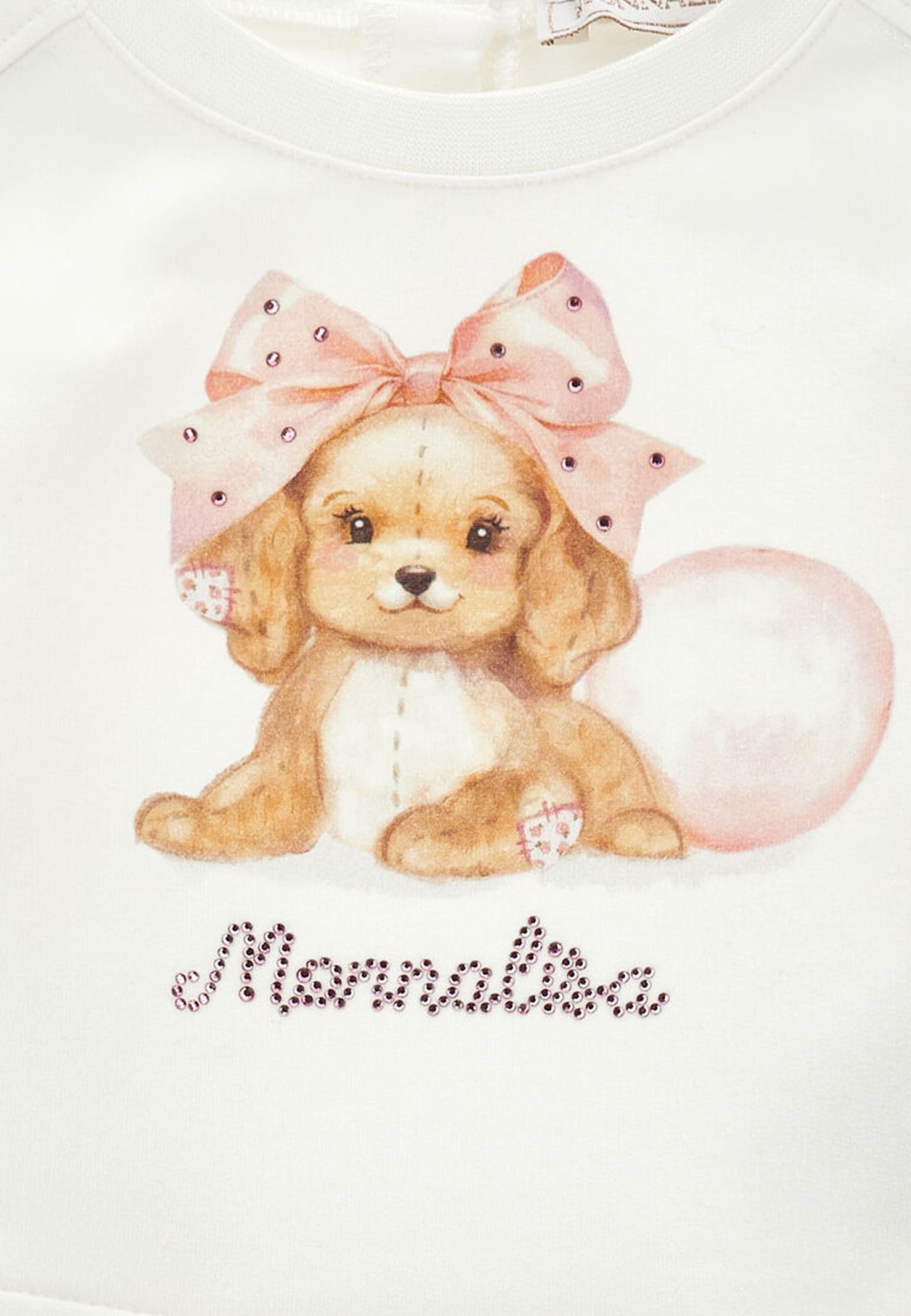 Monnalisa White Sweatshirt For Baby Girl With Dog Print In White