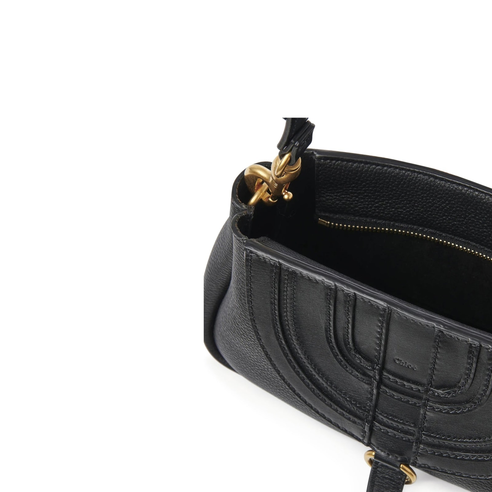 Shop Chloé Chloe Leather Marcie Shoulder Bag In Black