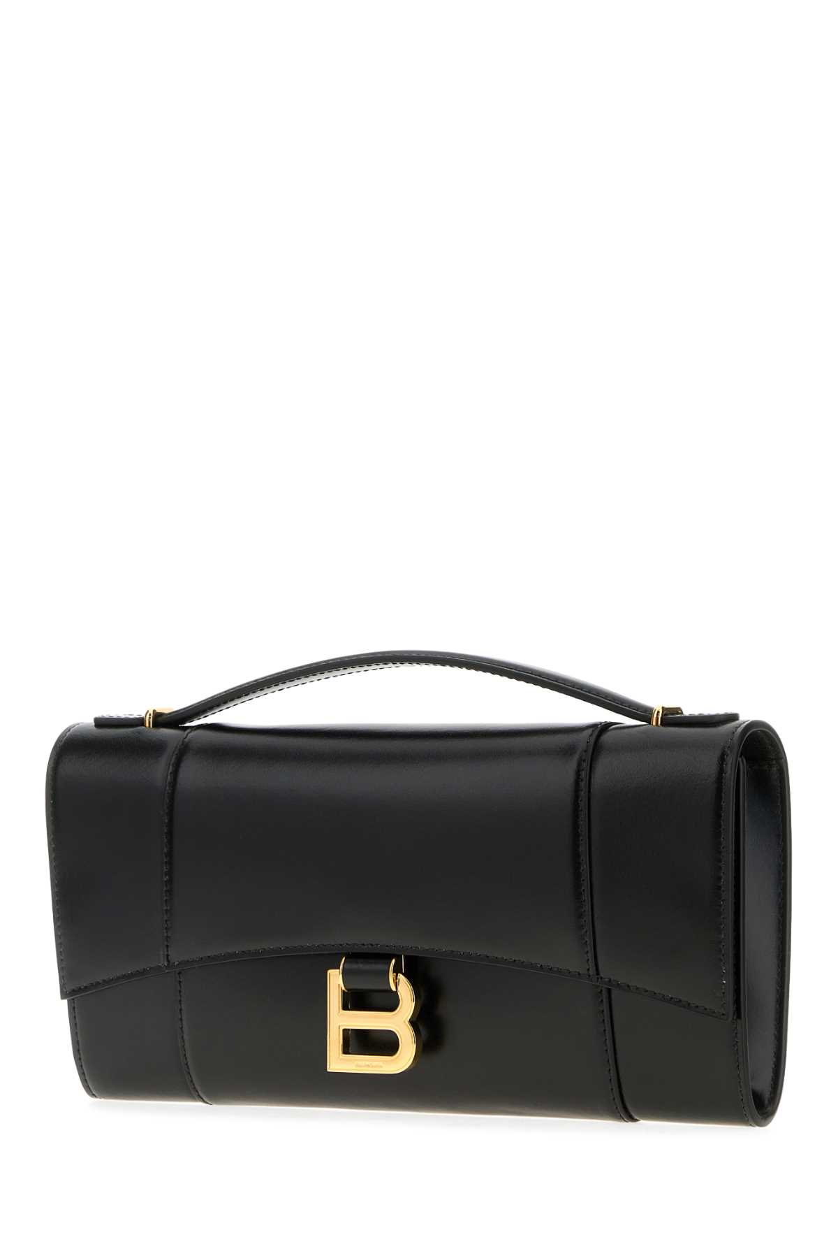 Balenciaga Hourglass Clutch With Handle In Black