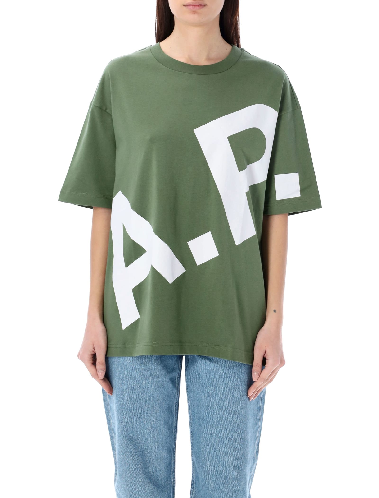 Shop Apc Lisandre T-shirt In Gray/green