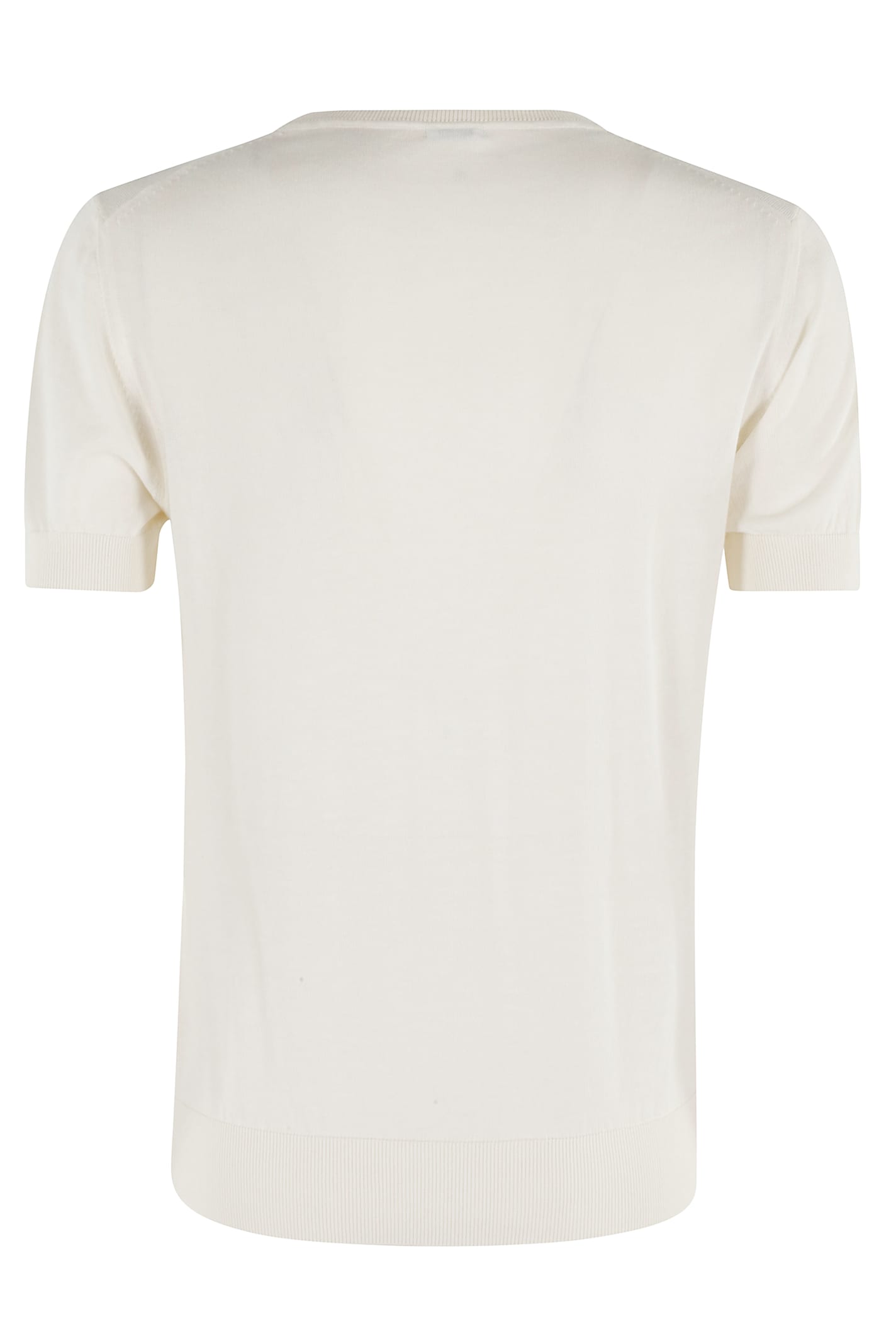 Malo Panna Round Neck T-shirt With Ribbed Trims In Bianco