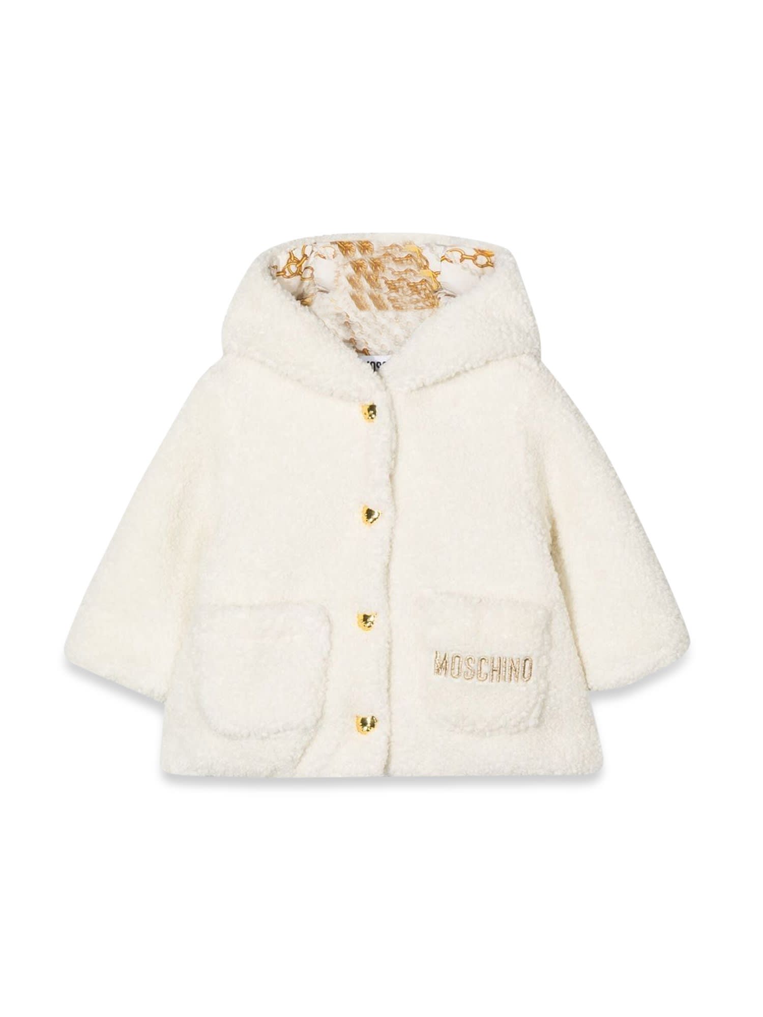 MOSCHINO COAT BUTTONS AND HOOD
